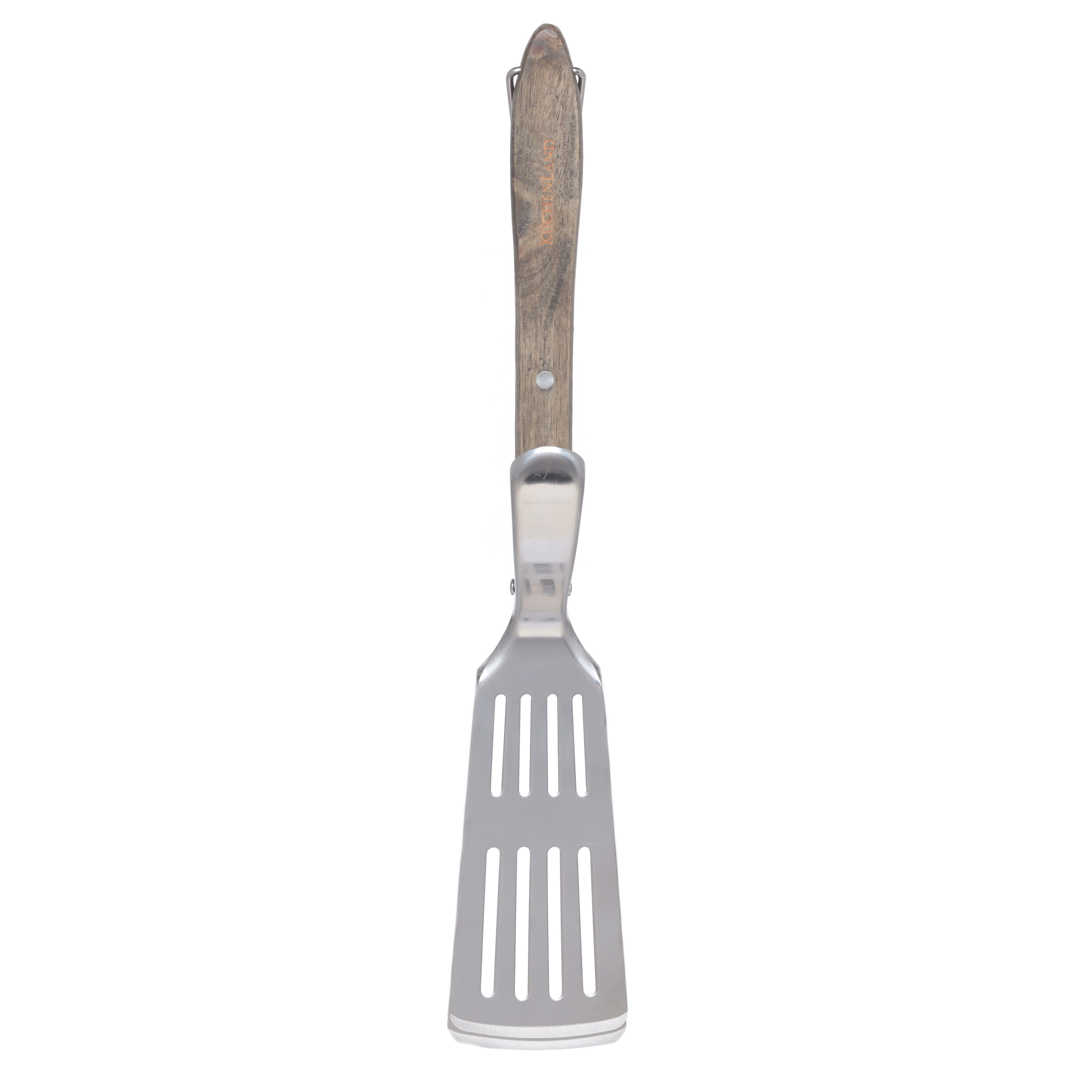 Лопатка-щипцы для барбекю, 40 см, с прорезями, сталь/дерево, BBQ, image-2