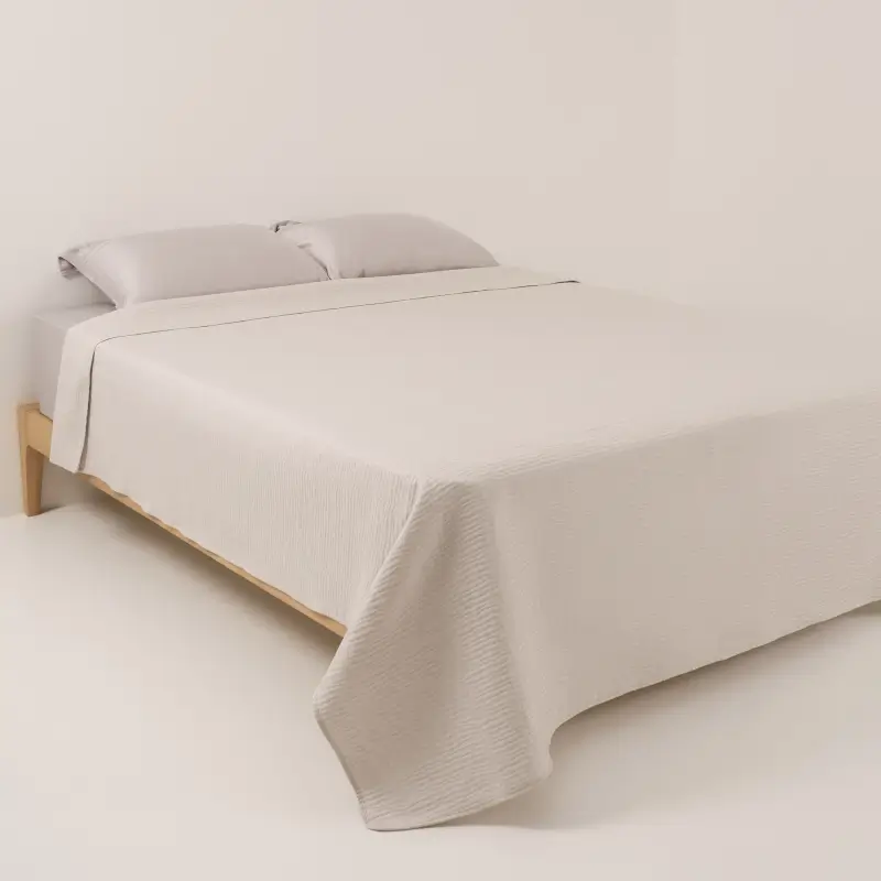 Покрывало, 220х240 см, хлопок/полиэстер, молочное, Jacquard bed