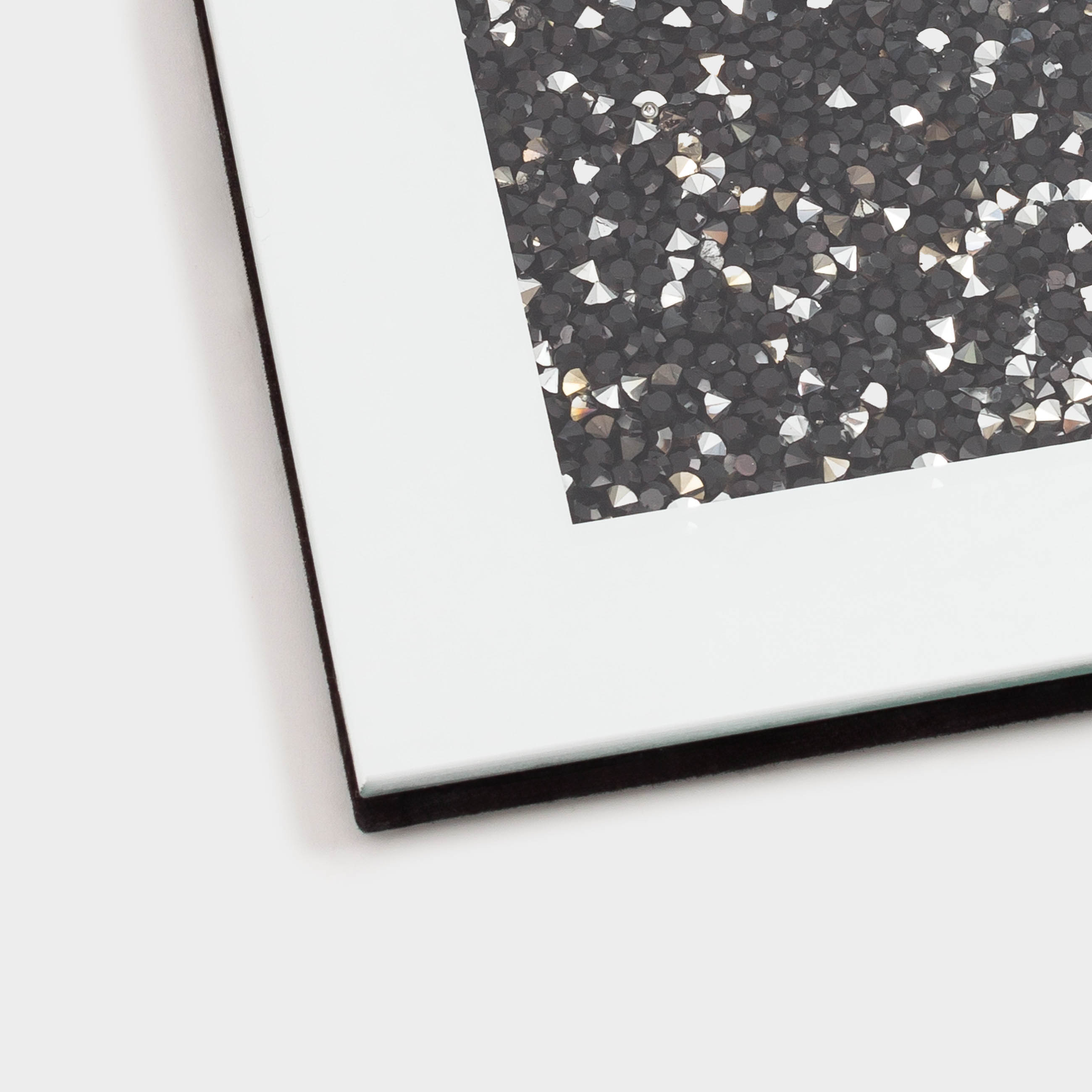 Подставка под кружку, 10 см, стекло, квадратная, зеркальная, Черные кристаллы, Glossy crystal, image-2