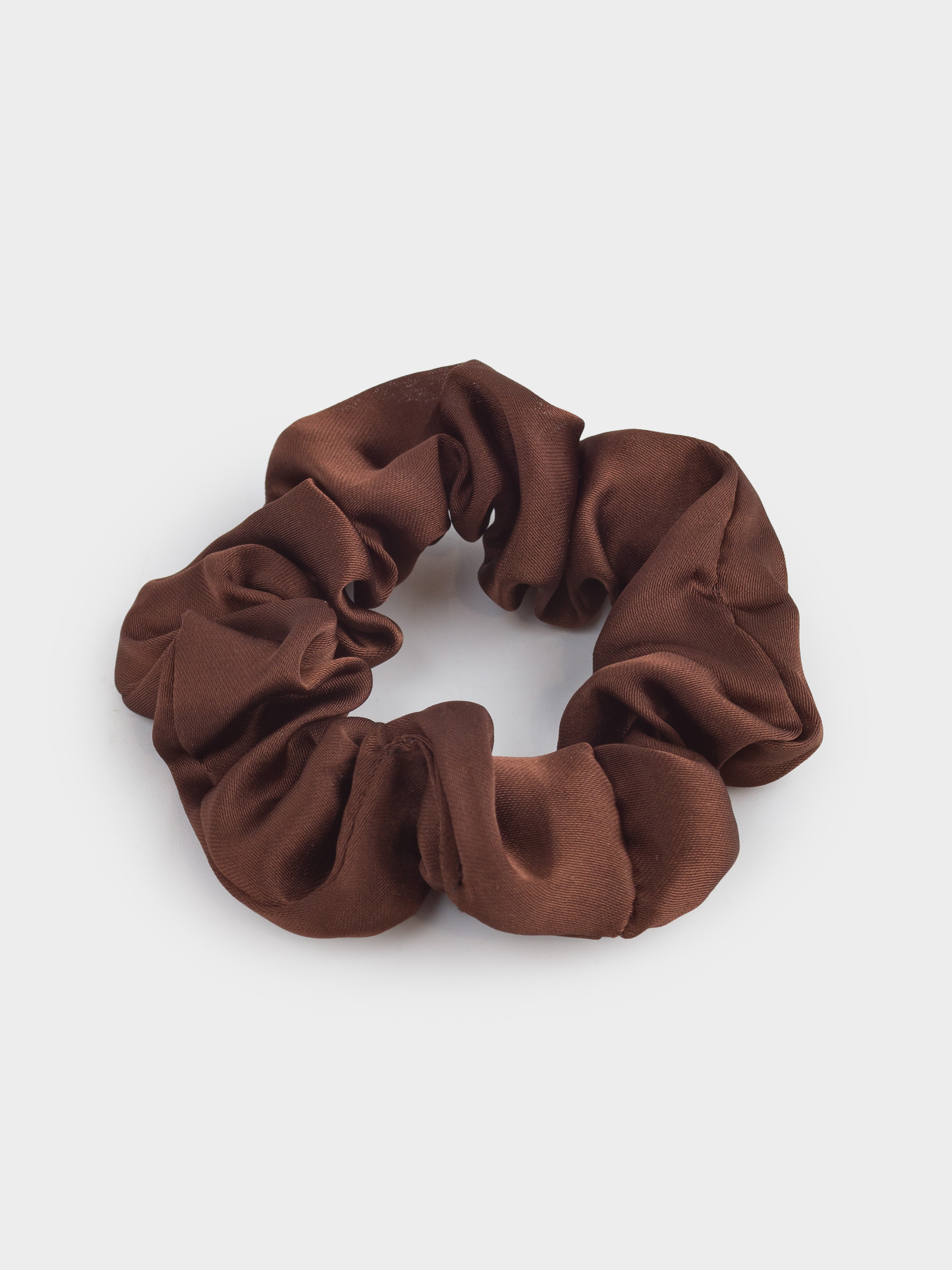 Резинка для волос, 6 см, сатин, коричневая, Silk, image-1