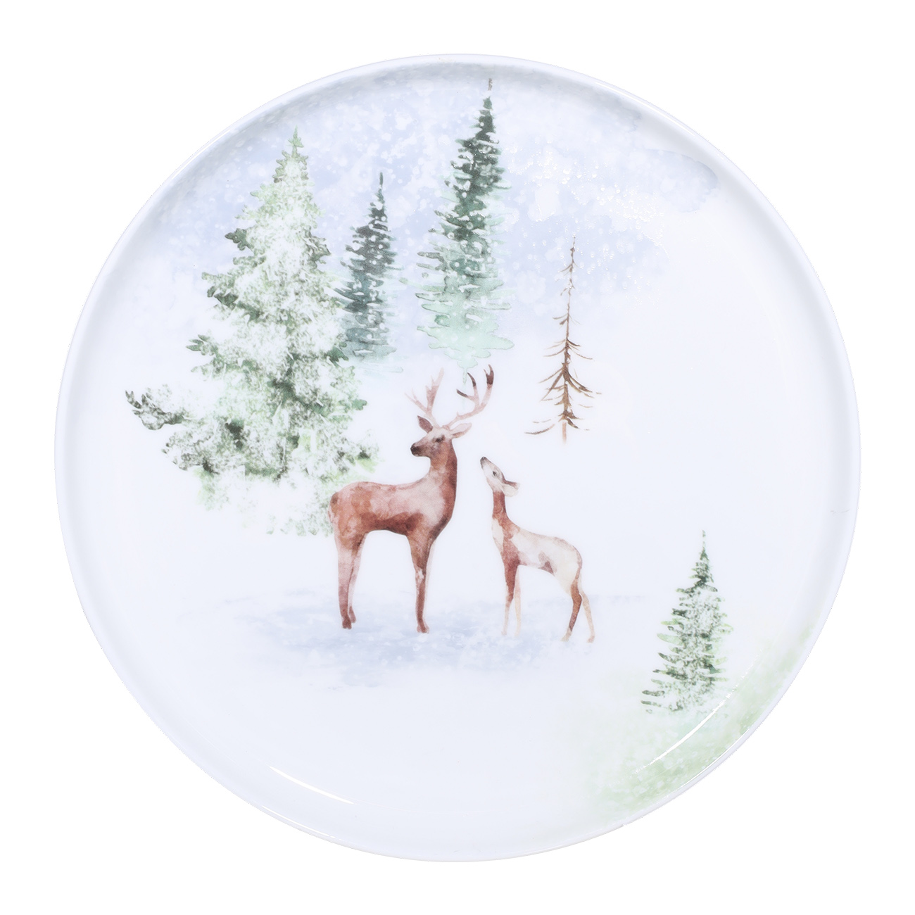 

Тарелка обеденная, 24 см, фарфор F, белая, Олени в лесу, Winter deer