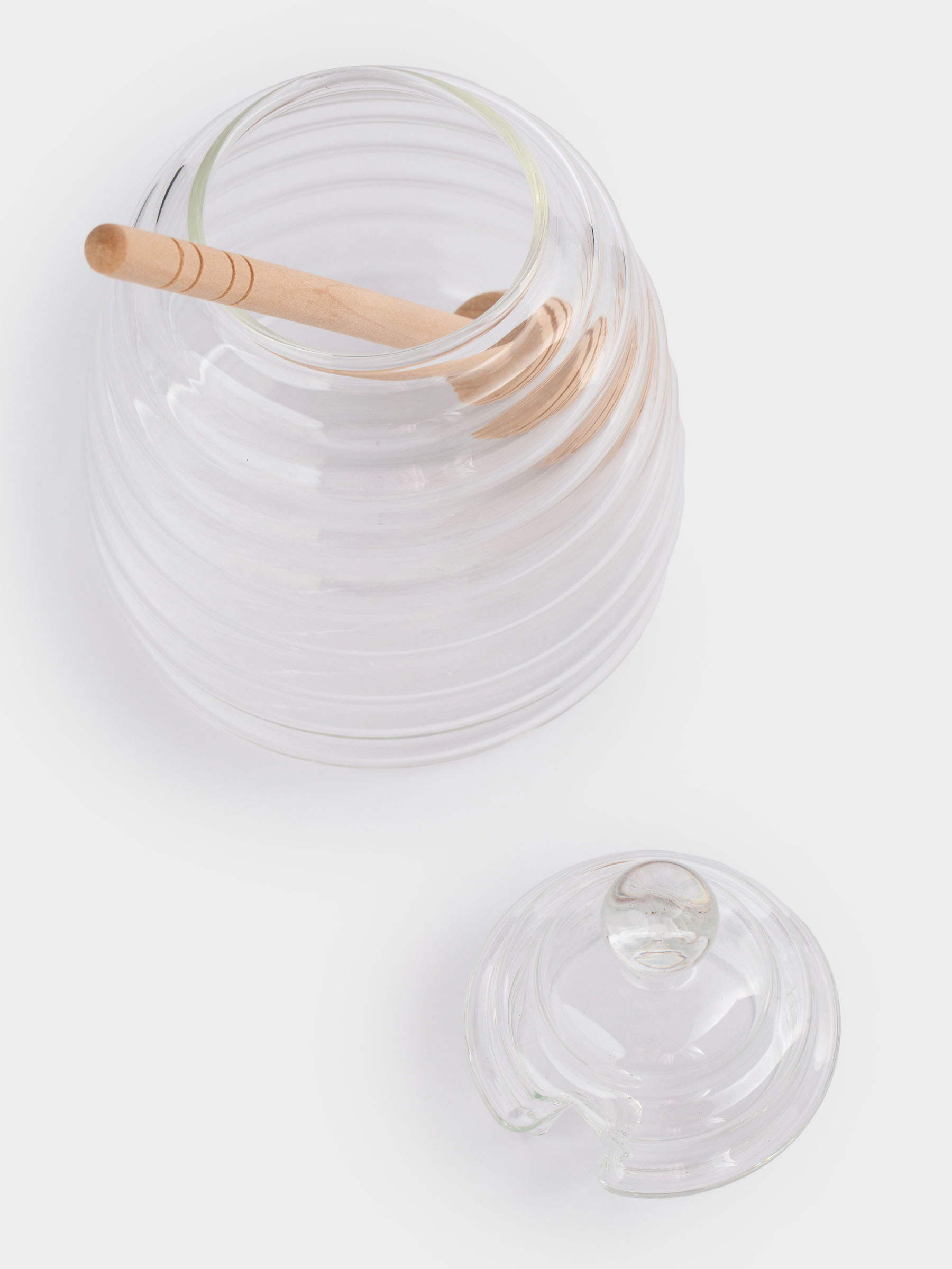 Банка для меда, 470 мл, с ложкой, стекло Б/дерево, Honey, image-4