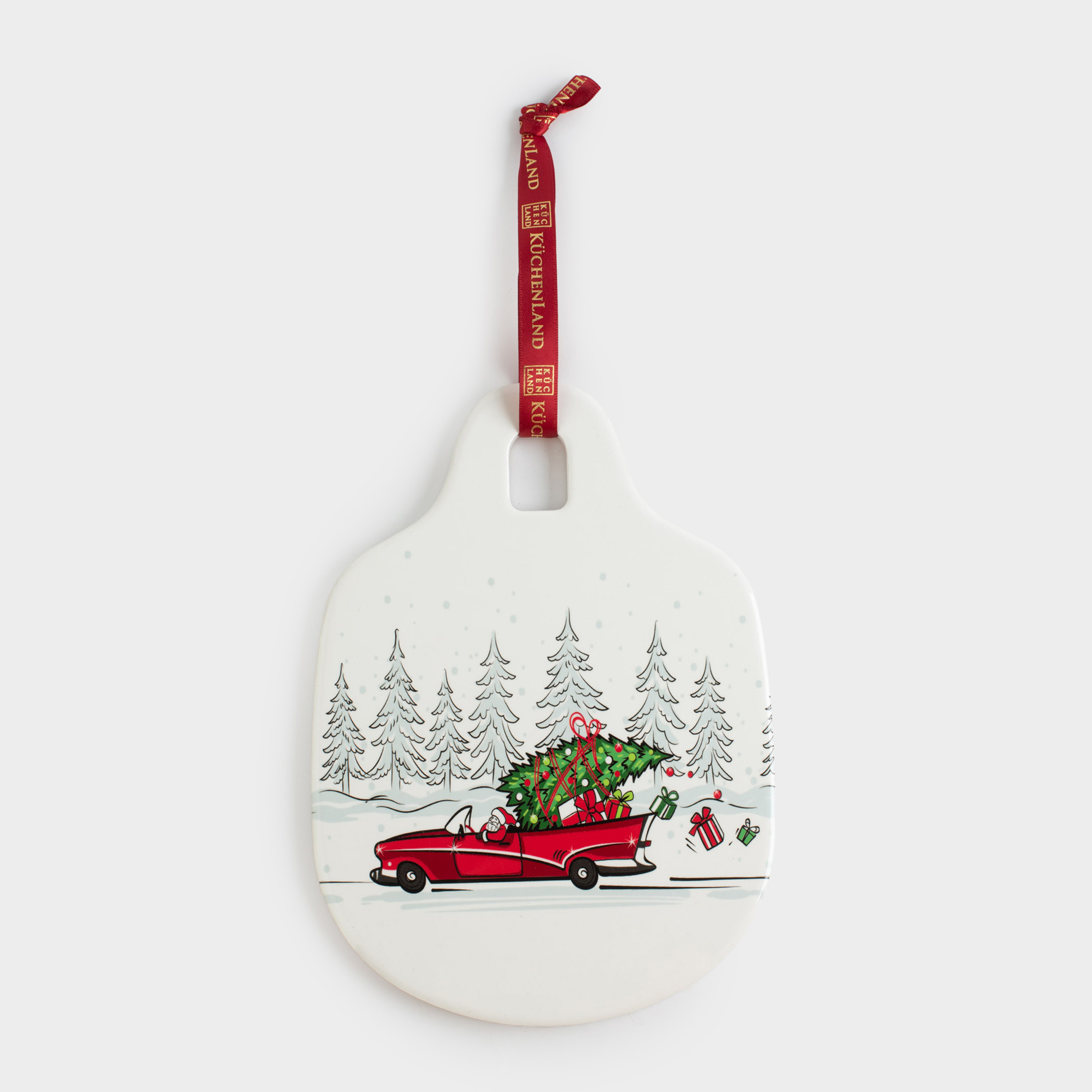Подставка под горячее 15x20 см с ручкой керамикапробка молочная Красная машина Red car 599₽