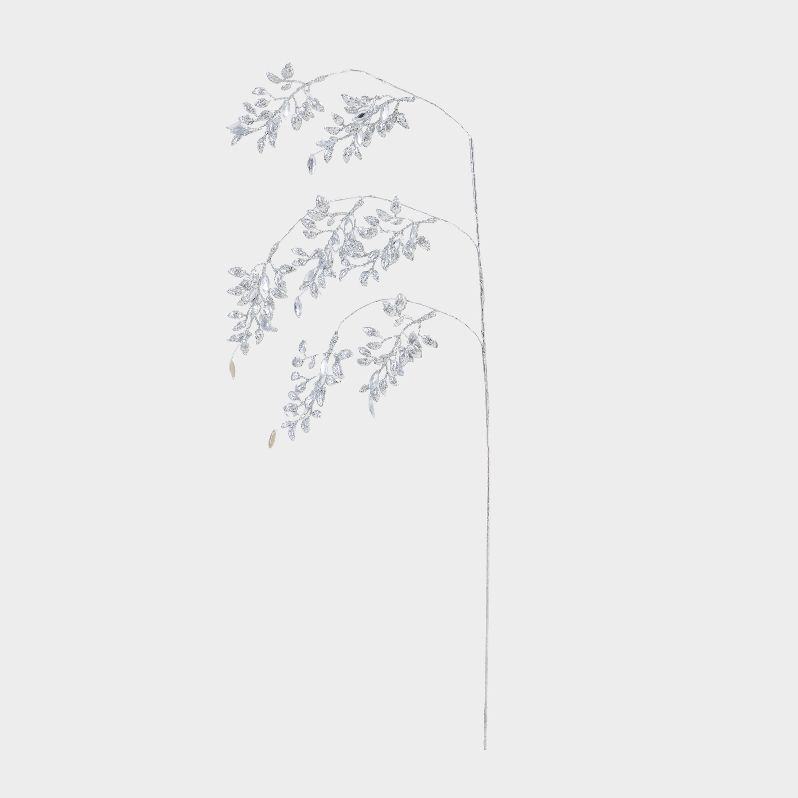 Ветка декоративная 65 см акрилметалл Серебристые кристаллы Crystal decor 990₽