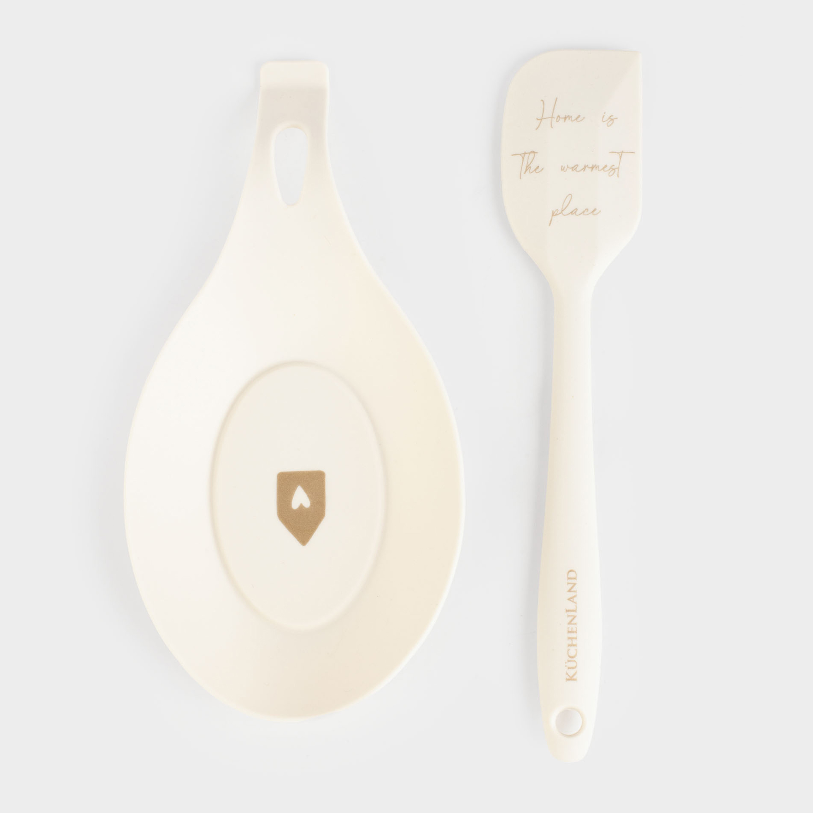 Подставка под ложку 20 см с лопаткой силикон молочная Дома Amour 799₽