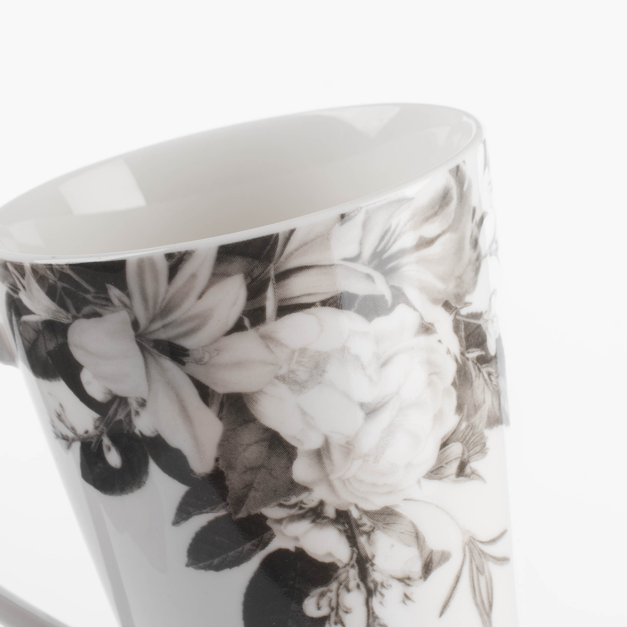 Кружка, 420 мл, фарфор N, белая, Черно-белые цветы, Magnolia изображение № 4