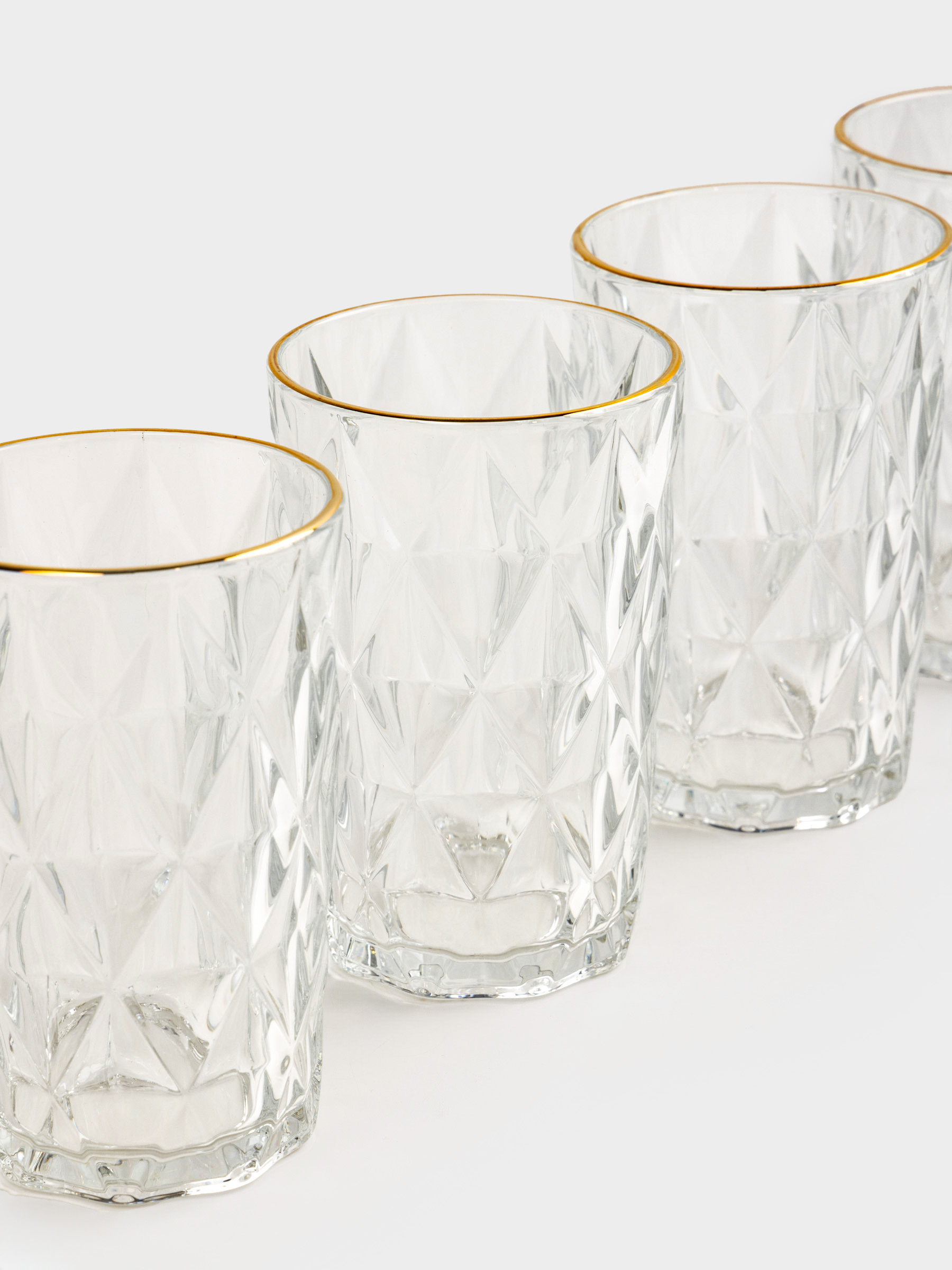 Стакан, 13 см, 340 мл, 6 шт, стекло Р, с золотистым кантом, Rhomb gold, image-2