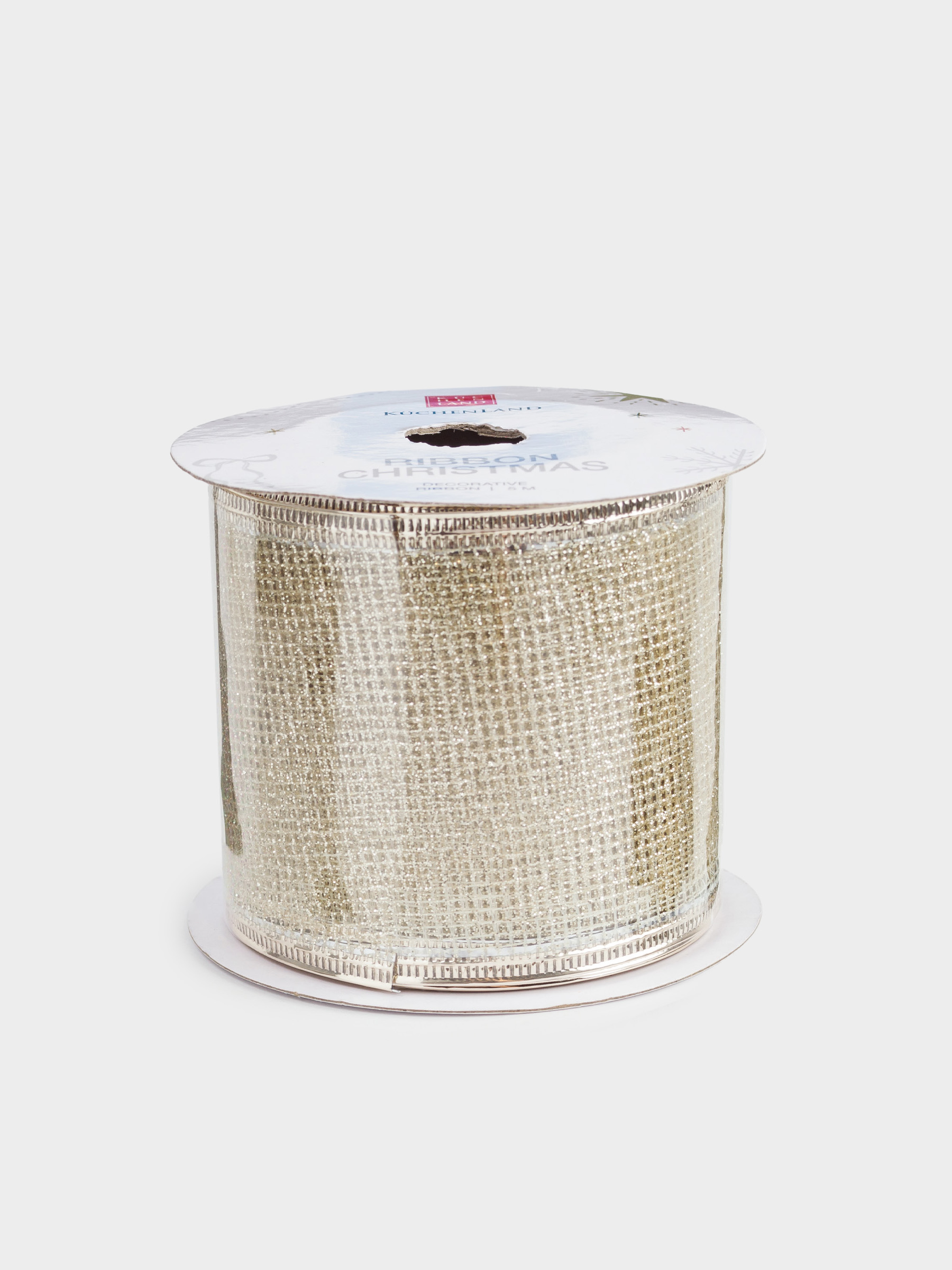 Лента декоративная, 5 м, гибкая, полиэстер, шампань, Сетка, Ribbon christmas, image-0