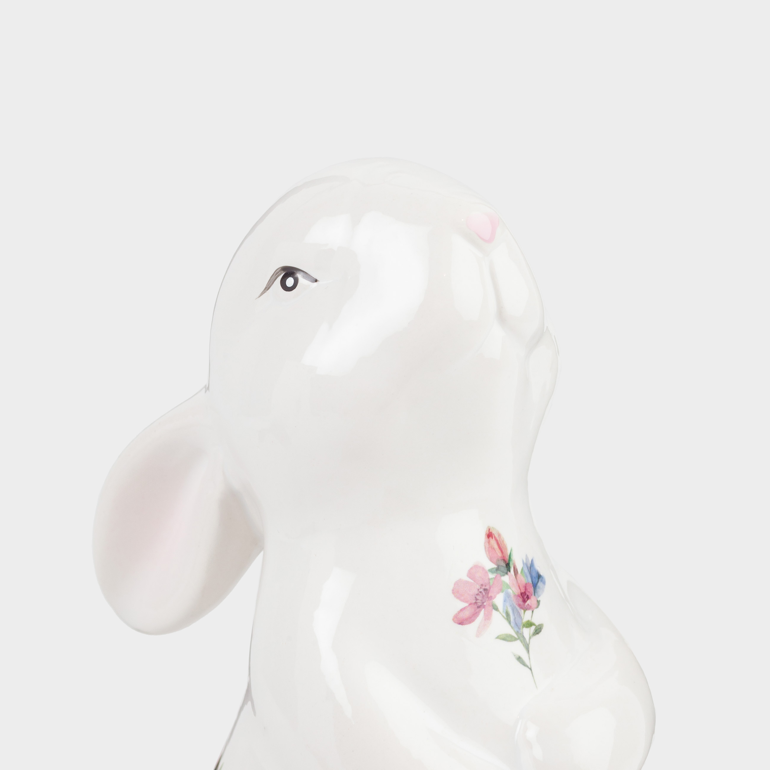 Статуэтка, 16 см, керамика, белая, Кролик с цветами, El flora, image-4