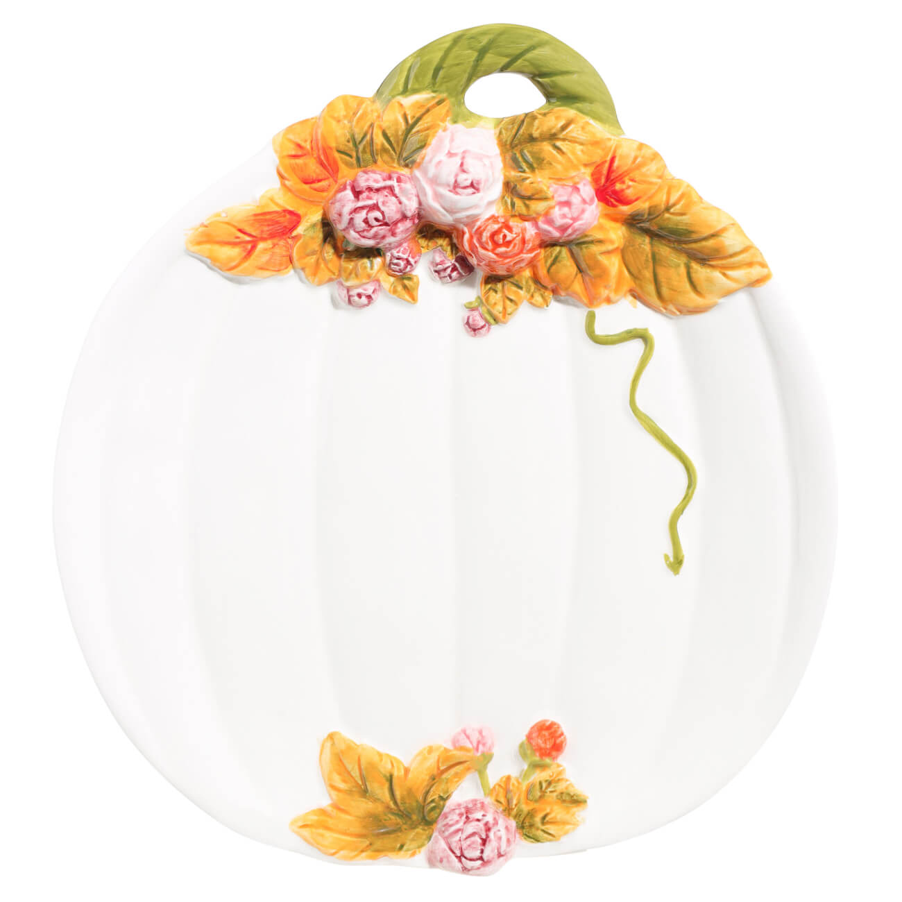

Блюдо, 22х20 см, керамика, молочное, Тыква с розами, Autumn gifts