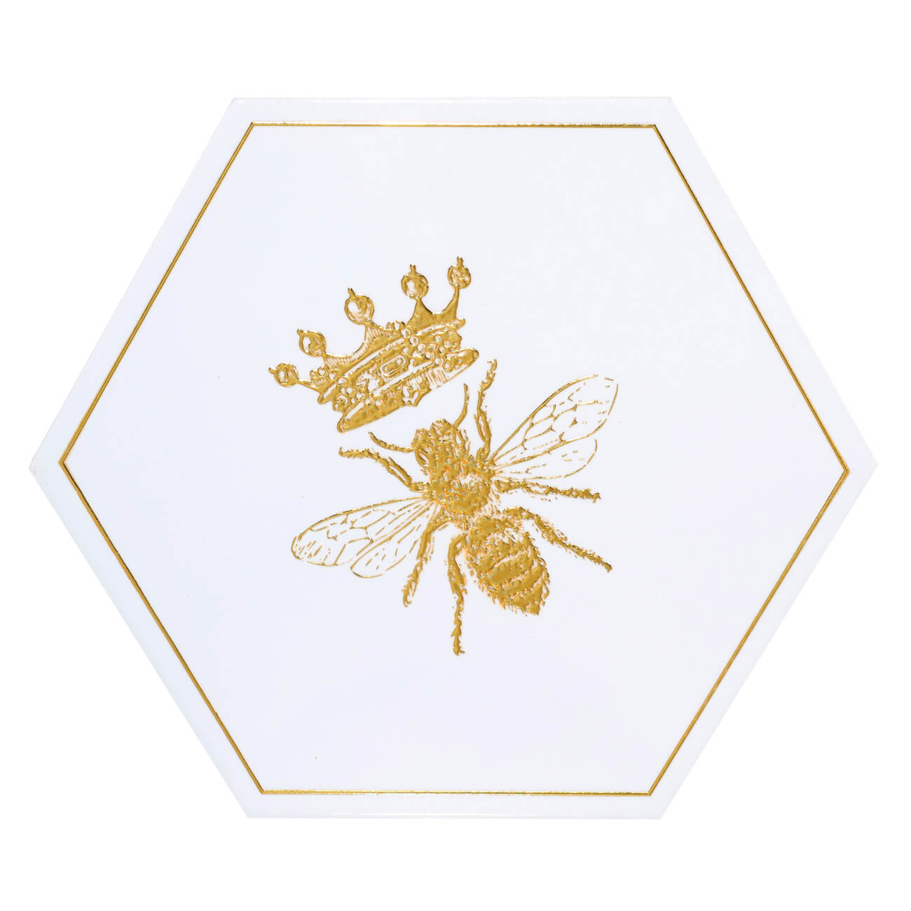 Подставка под горячее, 20 см, керамика/пробка, шестиугольная, белая, Королевская пчела, Honey габонская шестиугольная плантатор 100x90x100 см