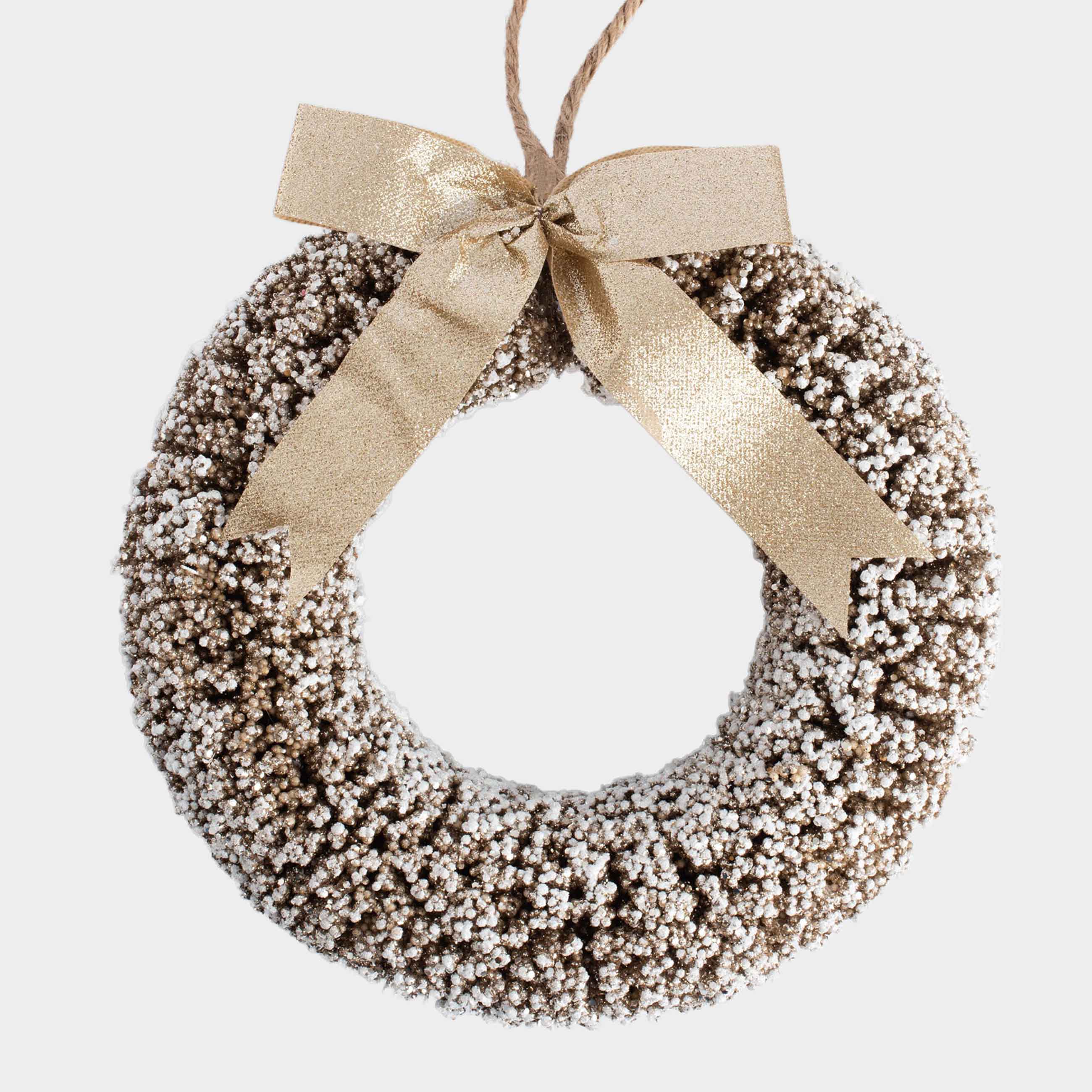 Венок декоративный 30 см пластикметалл шампань Иней на ветках Frosty sparks 1490₽