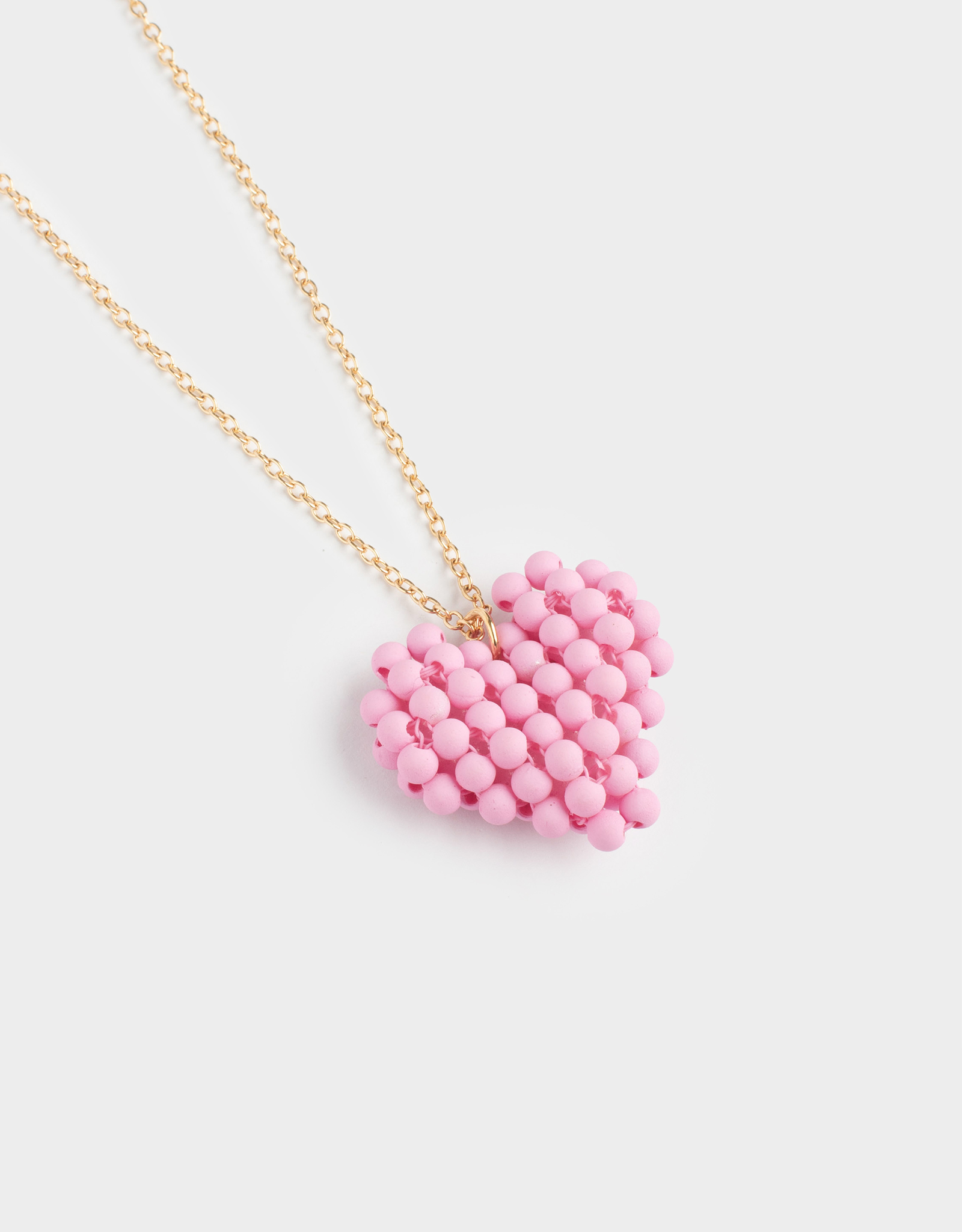 Цепочка, 50 см, с подвеской, пластик/металл, розовая, Сердце, Jewelry heart, image-1