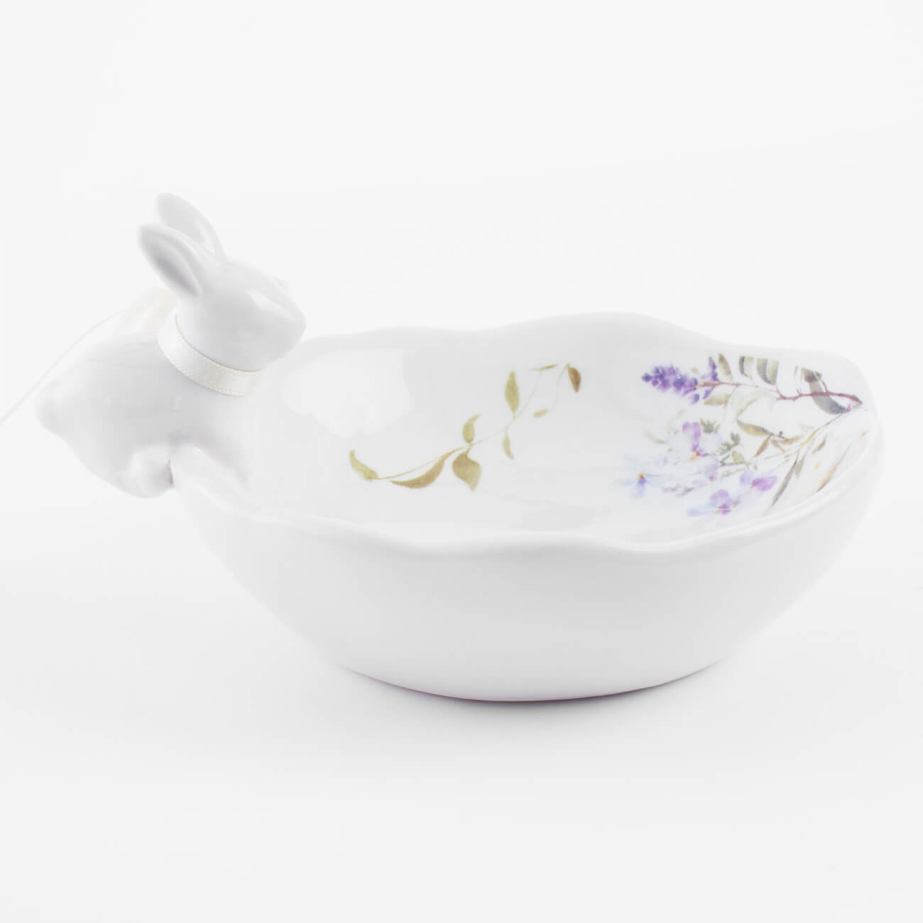 Пиала, 13х4 см, керамика, белая, Кролик и цветы, Easter изображение № 1