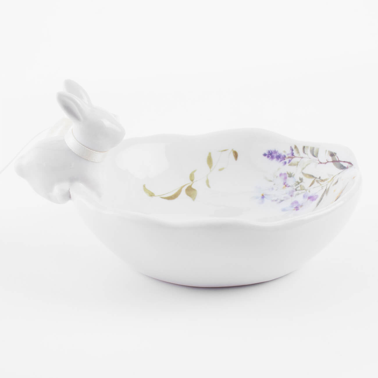 

Пиала, 13х4 см, керамика, белая, Кролик и цветы, Easter