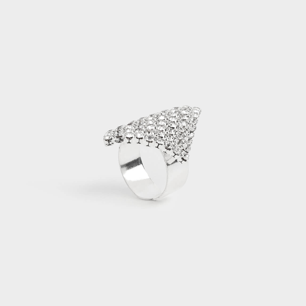 Кольцо, р. S-M, единый размер, металл, серебристое, Кристаллы, Jewelry crystal