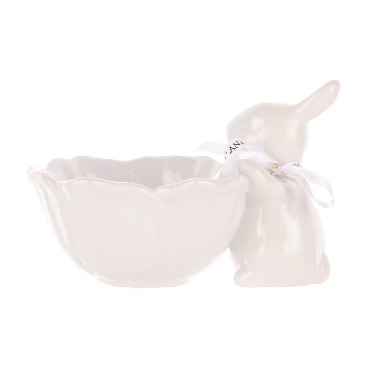 

Пиала, 12х16 см, керамика, бело-золотистая, Кролик с цветком, Easter gold