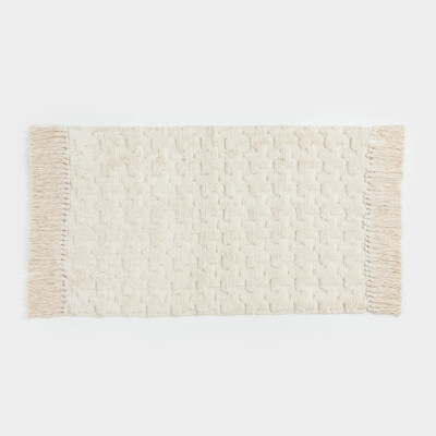 Коврик, 50х80 см, с бахромой, хлопок, песочный, Textured