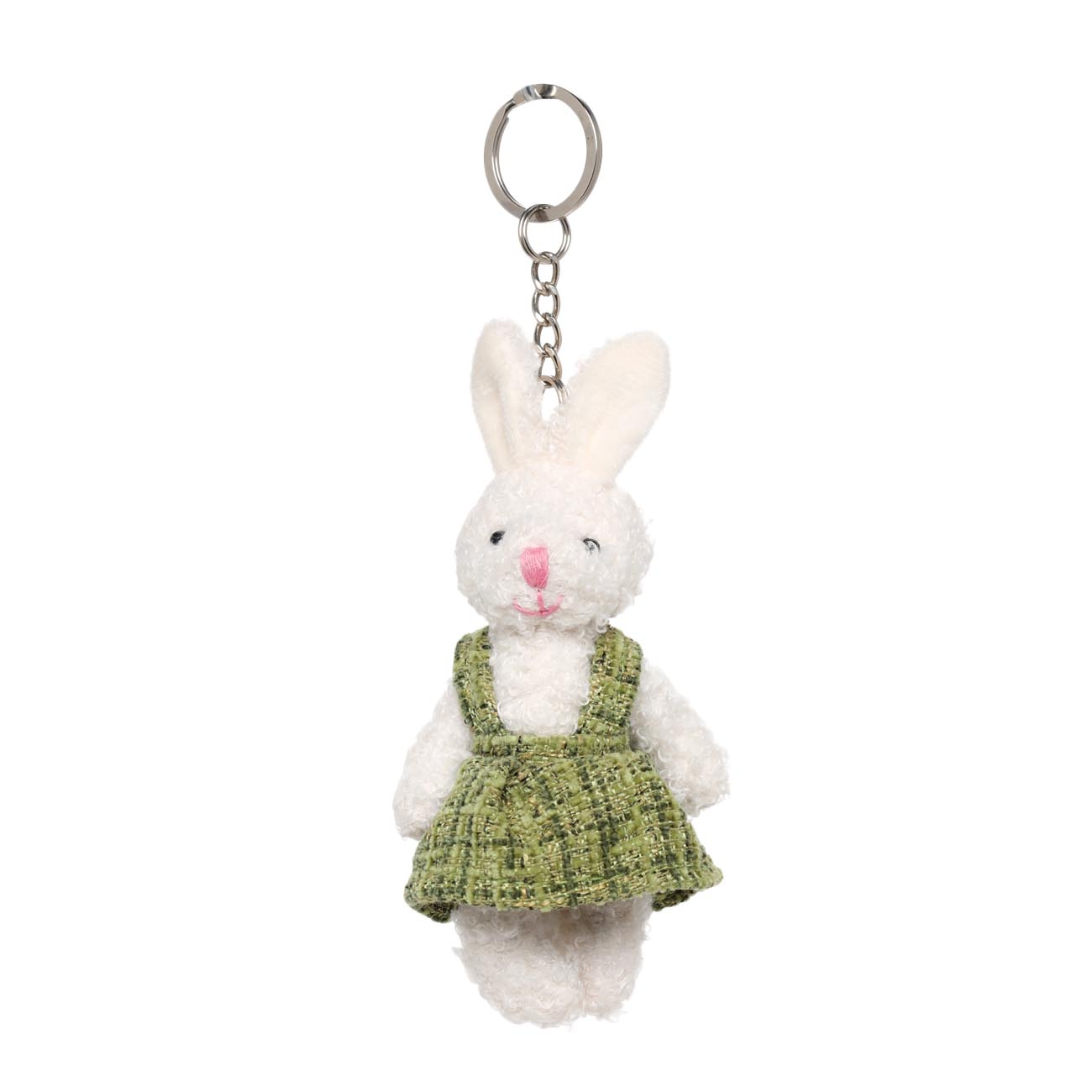 

Брелок, 11 см, мягкий, полиэстер/металл, белый, Зайка в платье, Rabbit