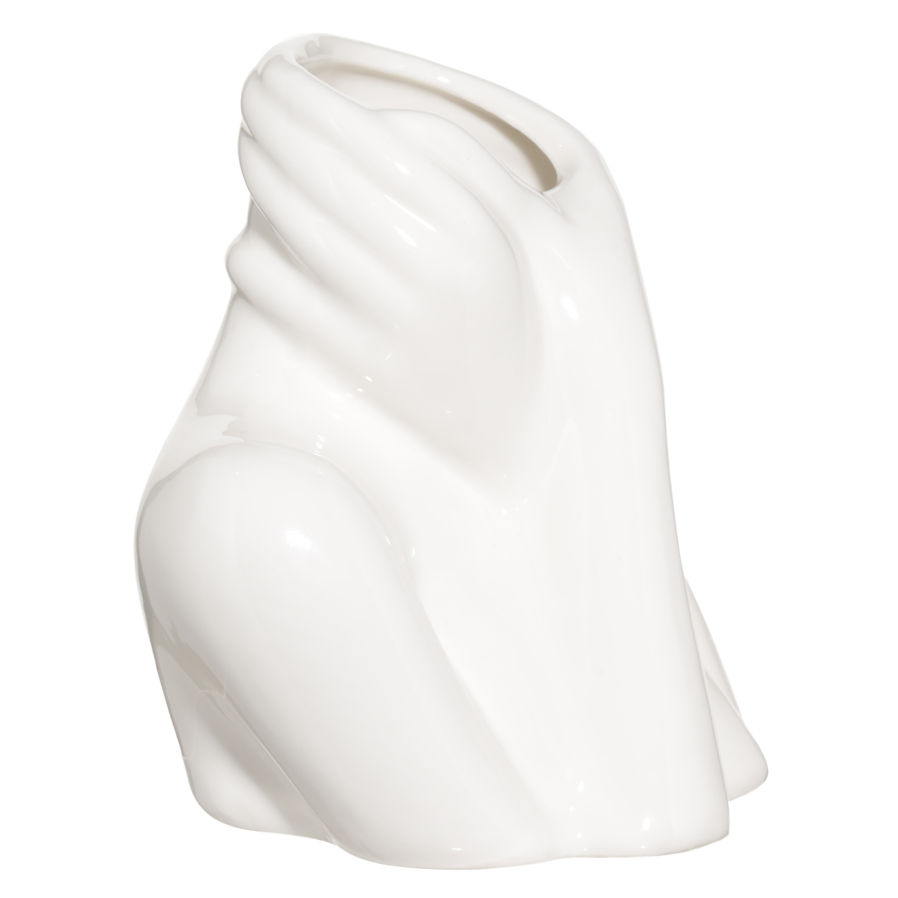Подставка для косметических кистей, 12 см, фарфор Р, белая, Руки на шее, Face изображение № 2