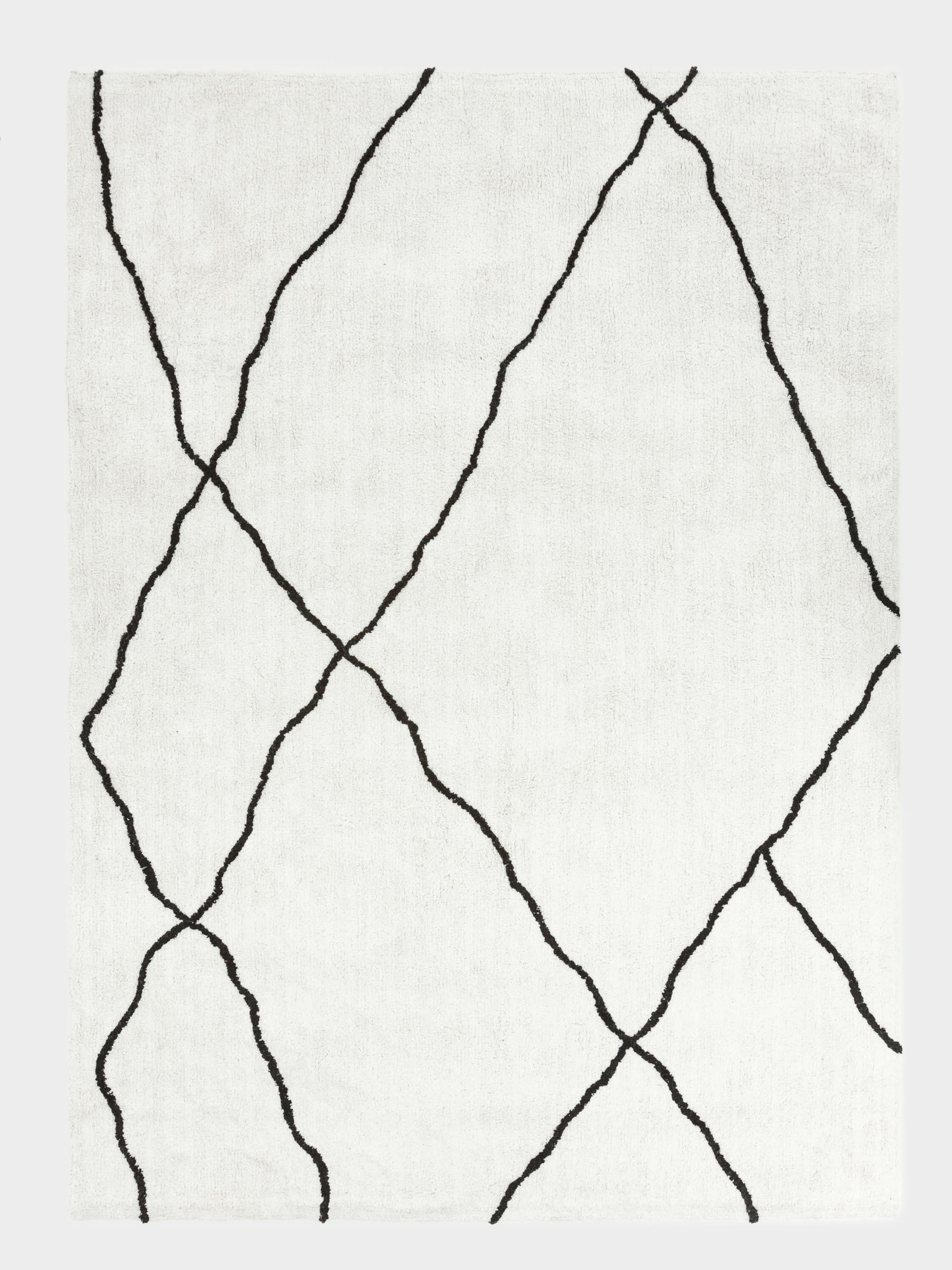Ковер, 150х210 см, хлопок, молочный, Линии, Rhombic, image-1