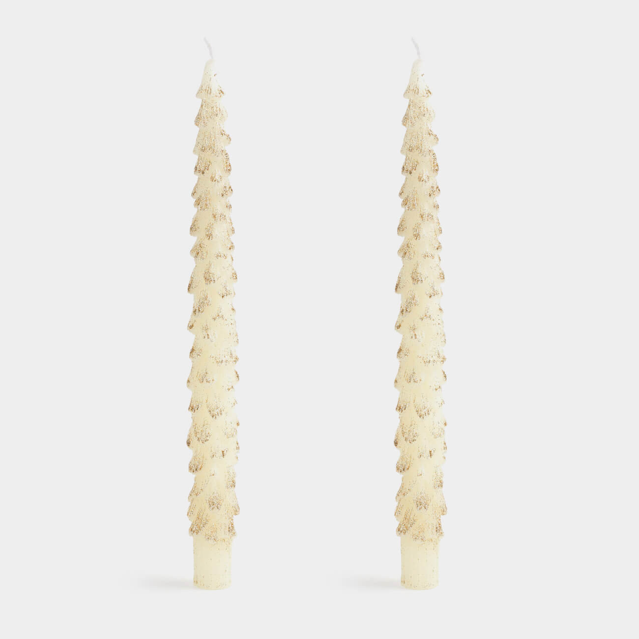 Свеча, 25 см, 2 шт, тонкая, с блестками, молочная, Ель, Fir candle