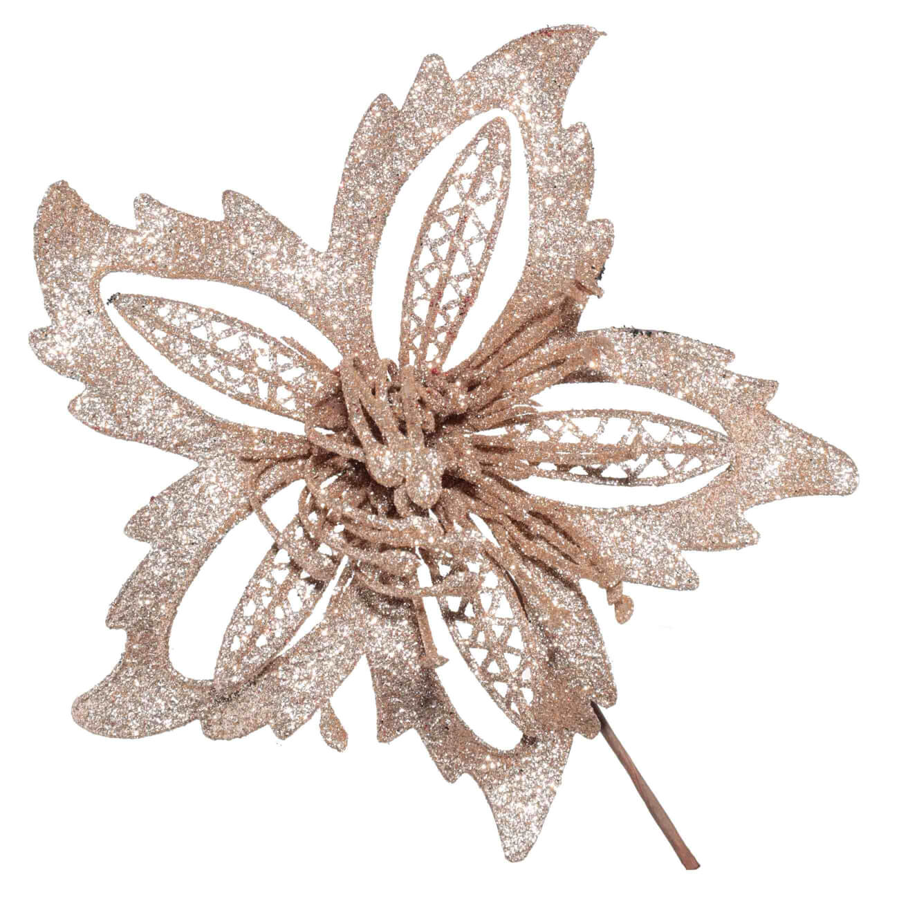 

Украшение декоративное, 18 см, пластик, золотистое, Пуансеттия, Flower decor