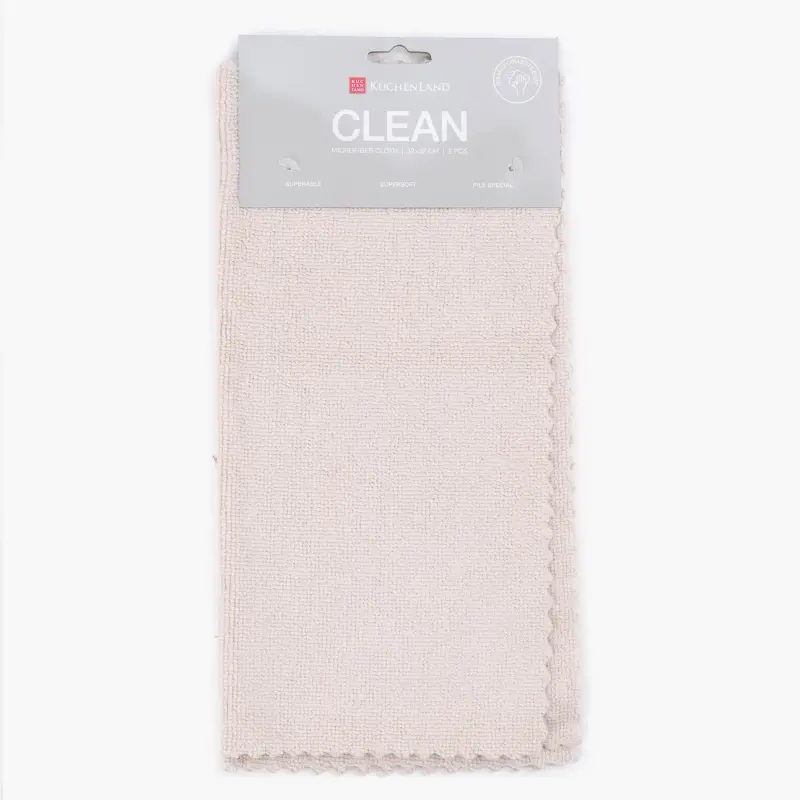 Тряпка для уборки, 32х32 см, 2 шт, микрофибра с ворсом, бежево-розовая, Clean ,image-0