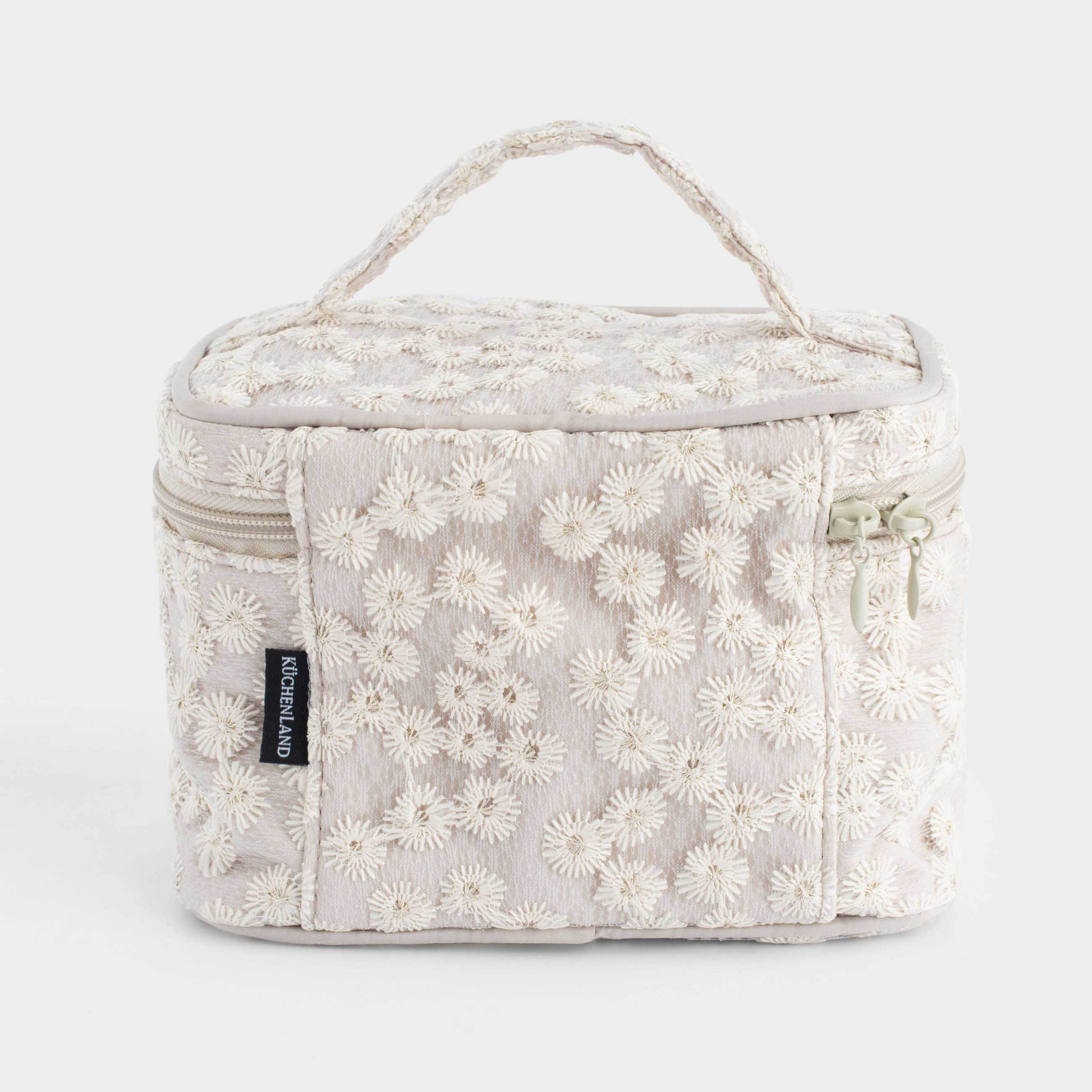 Косметичка, 19x14 см, с ручкой, полиэстер, Ромашки, Flower embroidery