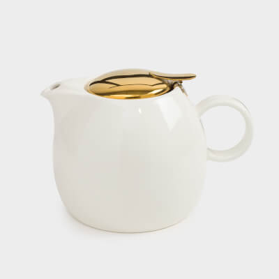 Чайник заварочный, 1 л, керамика/сталь, молочно-золотистый, Цветок, Kettle ceramo ,image-0