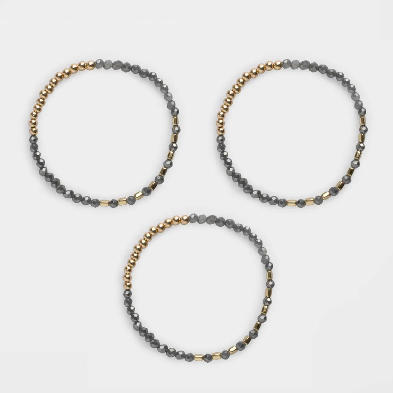 Браслет, 17 см, 3 шт, акрил/пластик, коричневый, Бусины, Jewelry