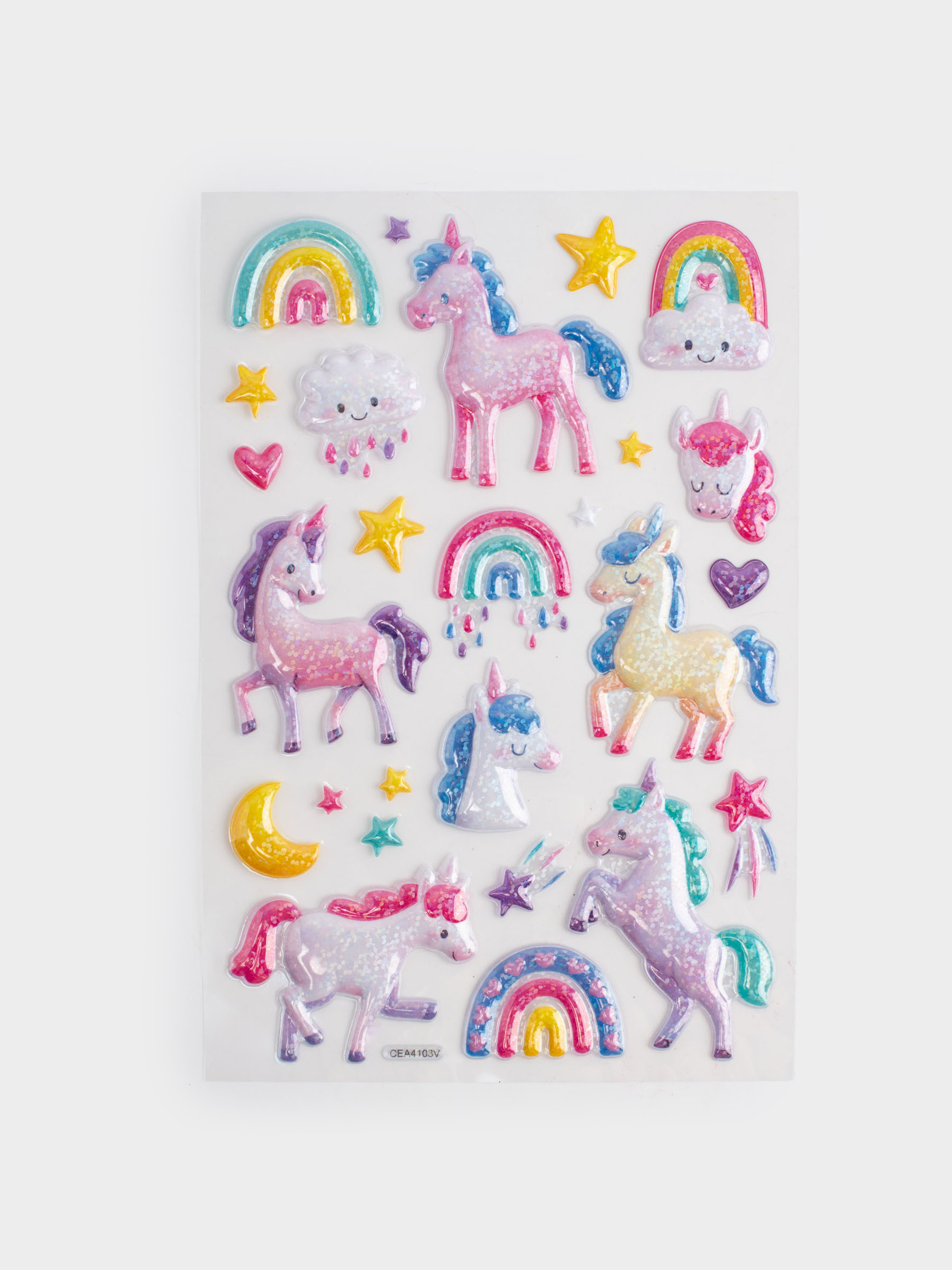Набор наклеек, 21х14 см, 26 шт, одноразовые, ПВХ, Единороги, Unicorn, image-0