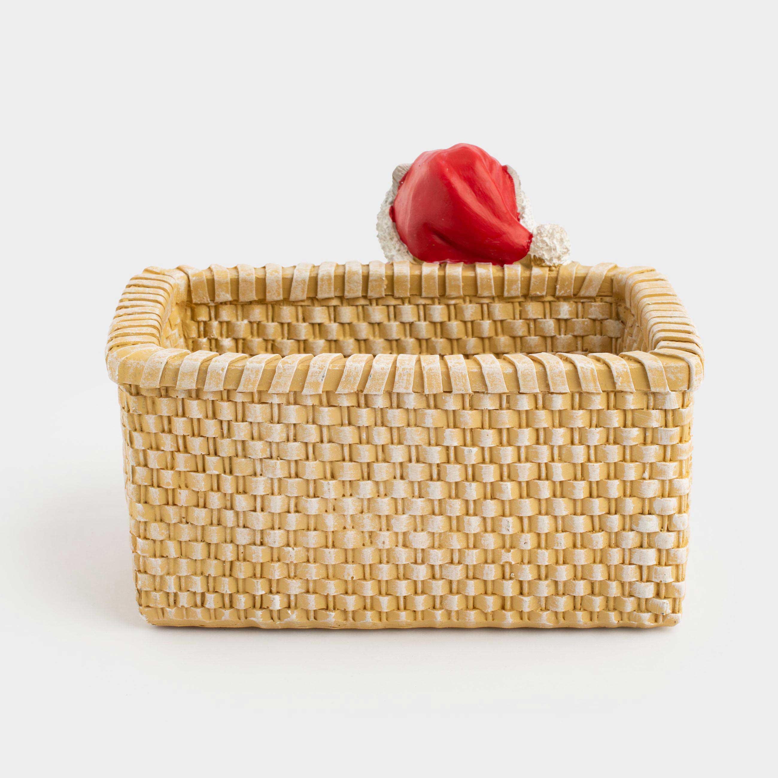 Конфетница, 18х13 см, полирезин, бежевая, Кот с корзиной, Christmas cat, image-3