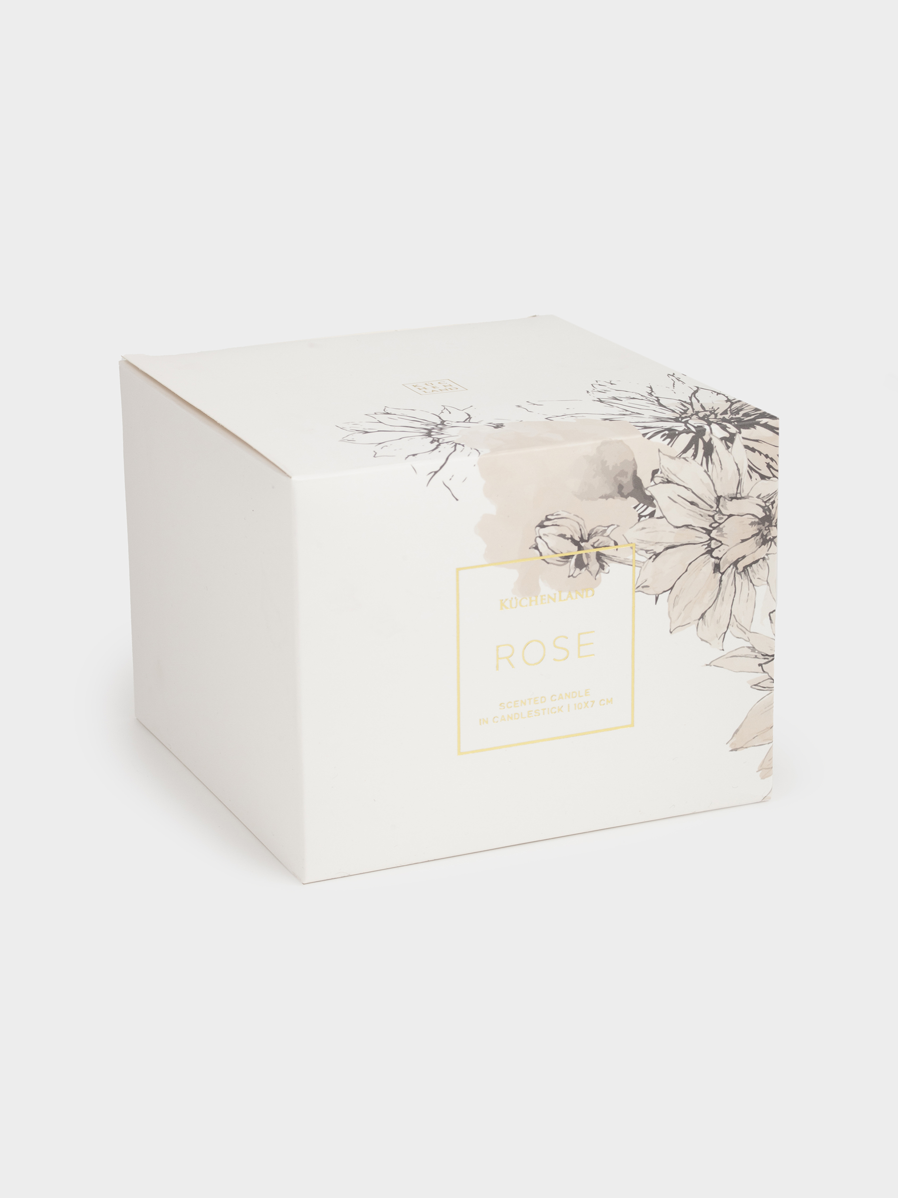 Свеча ароматическая, 7 см, в подсвечнике, керамика, бежевая, Beach musk, Цветок, Rose
