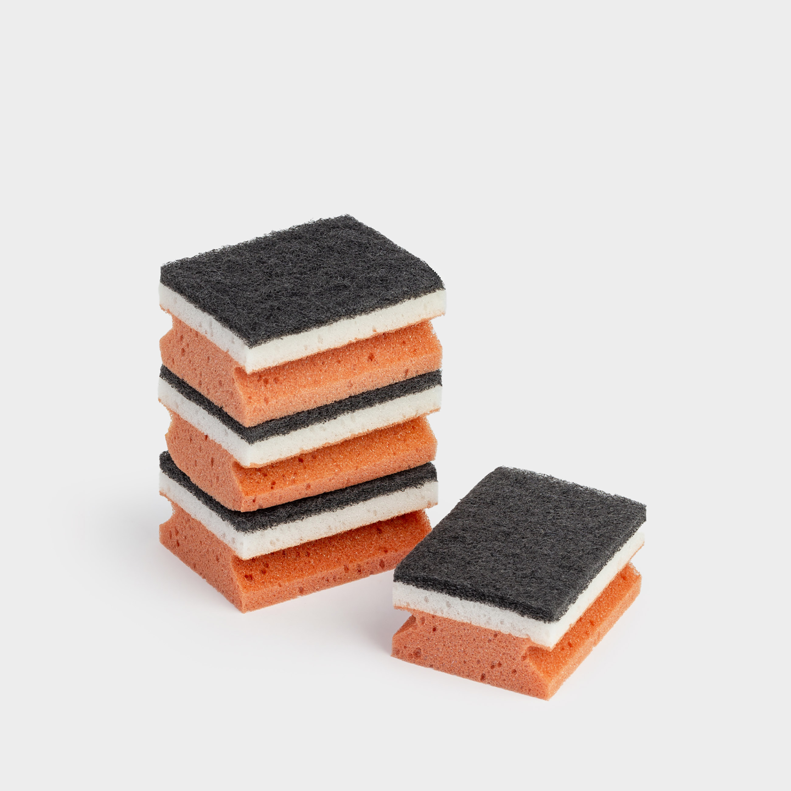 Губка для мытья посуды 10x7 см 4 шт поролонабразив коричнево-серая Clean 269₽