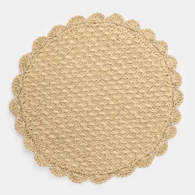 Салфетка под приборы, 38 см, целлюлоза, круглая, бежевая, Straw