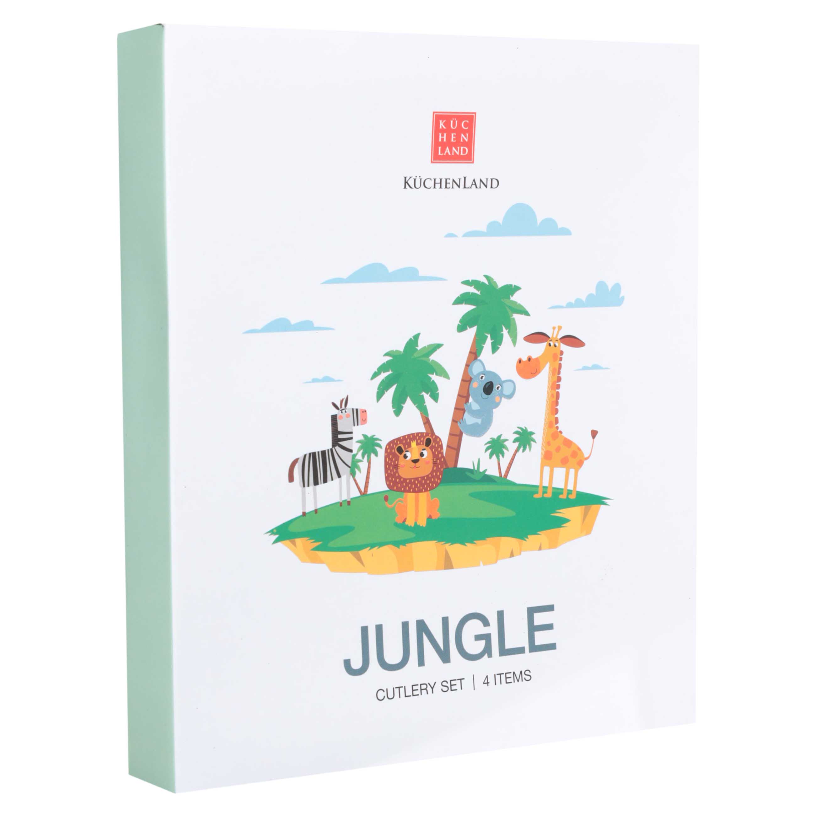 Столовые приборы, детские, 1 перс, 4 пр, сталь, Зоопарк, Jungle, image-1