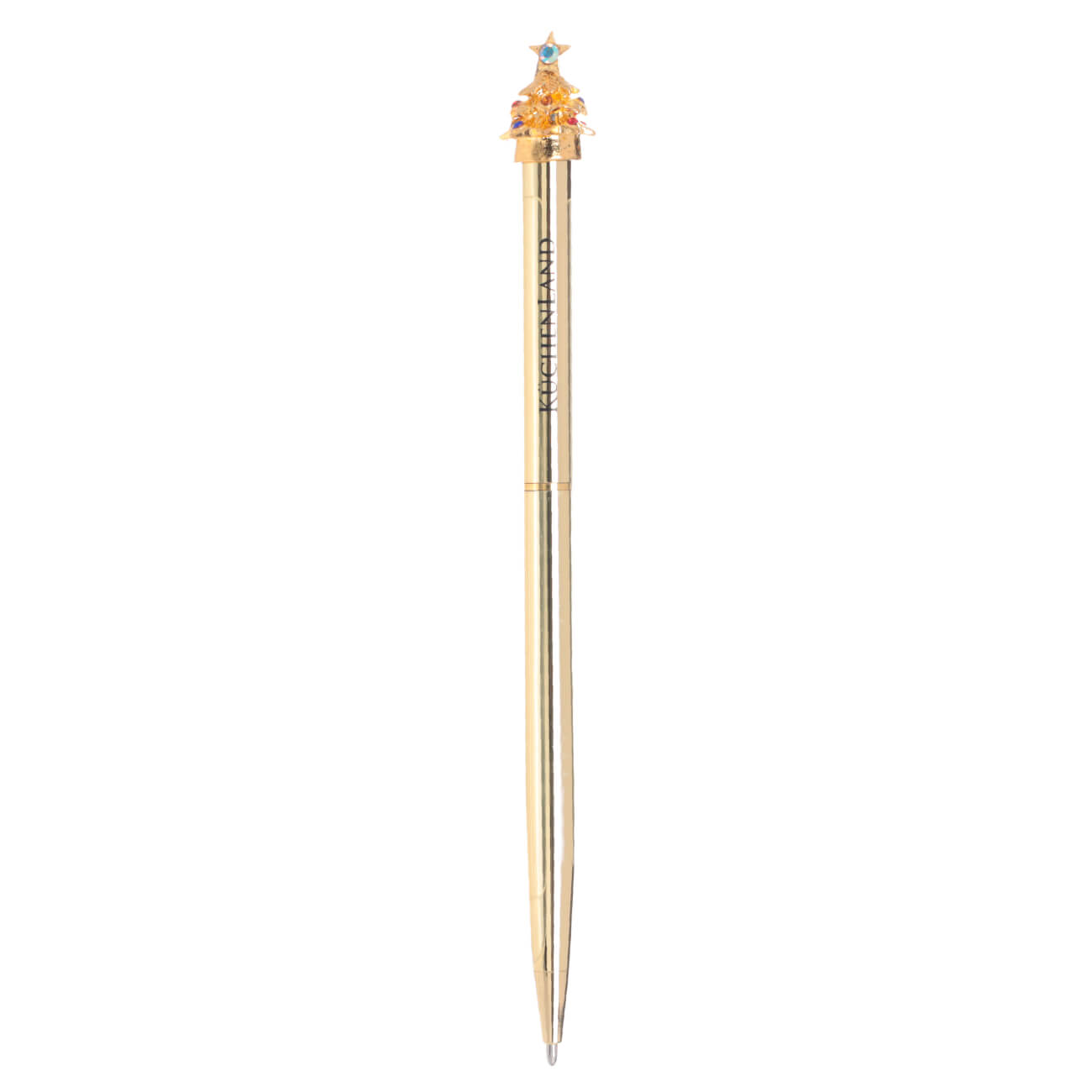 

Ручка шариковая, 14 см, с фигуркой, сталь, золотистая, Елка, Draw figure