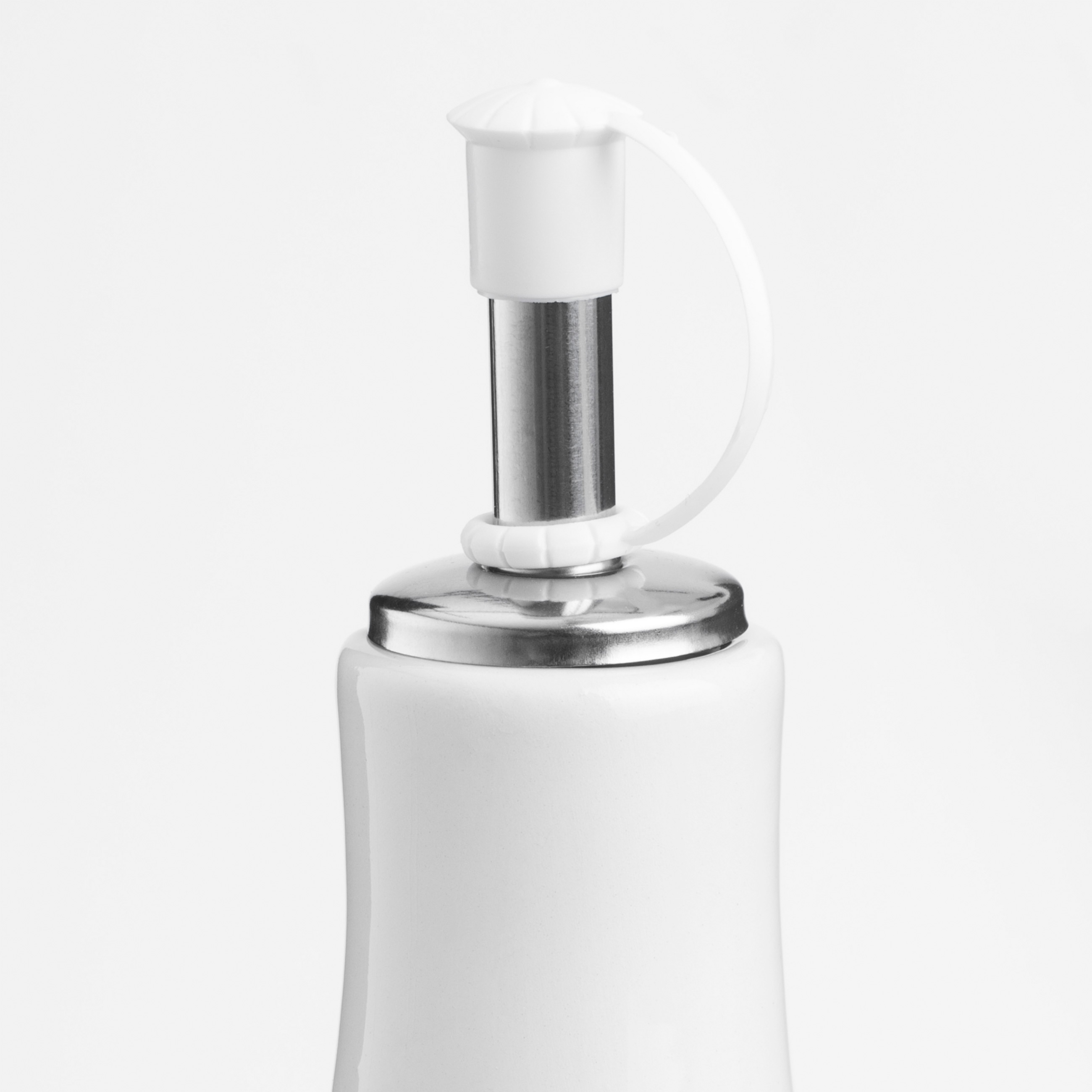 Бутылка для масла или уксуса, 450 мл, с дозатором, керамика/сталь, белая, Ceramo изображение № 4
