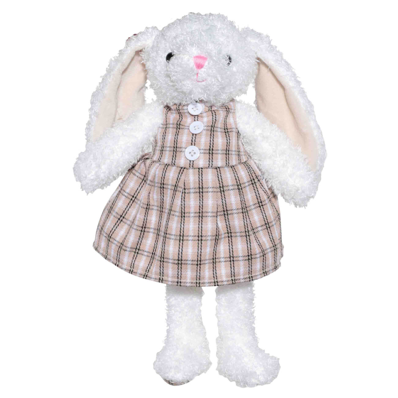 Игрушка, 21 см, мягкая, полиэстер, бежевая, Крольчиха в платье, Rabbit игрушка 21 см мягкая полиэстер бежевая зайка с бантиком rabbit