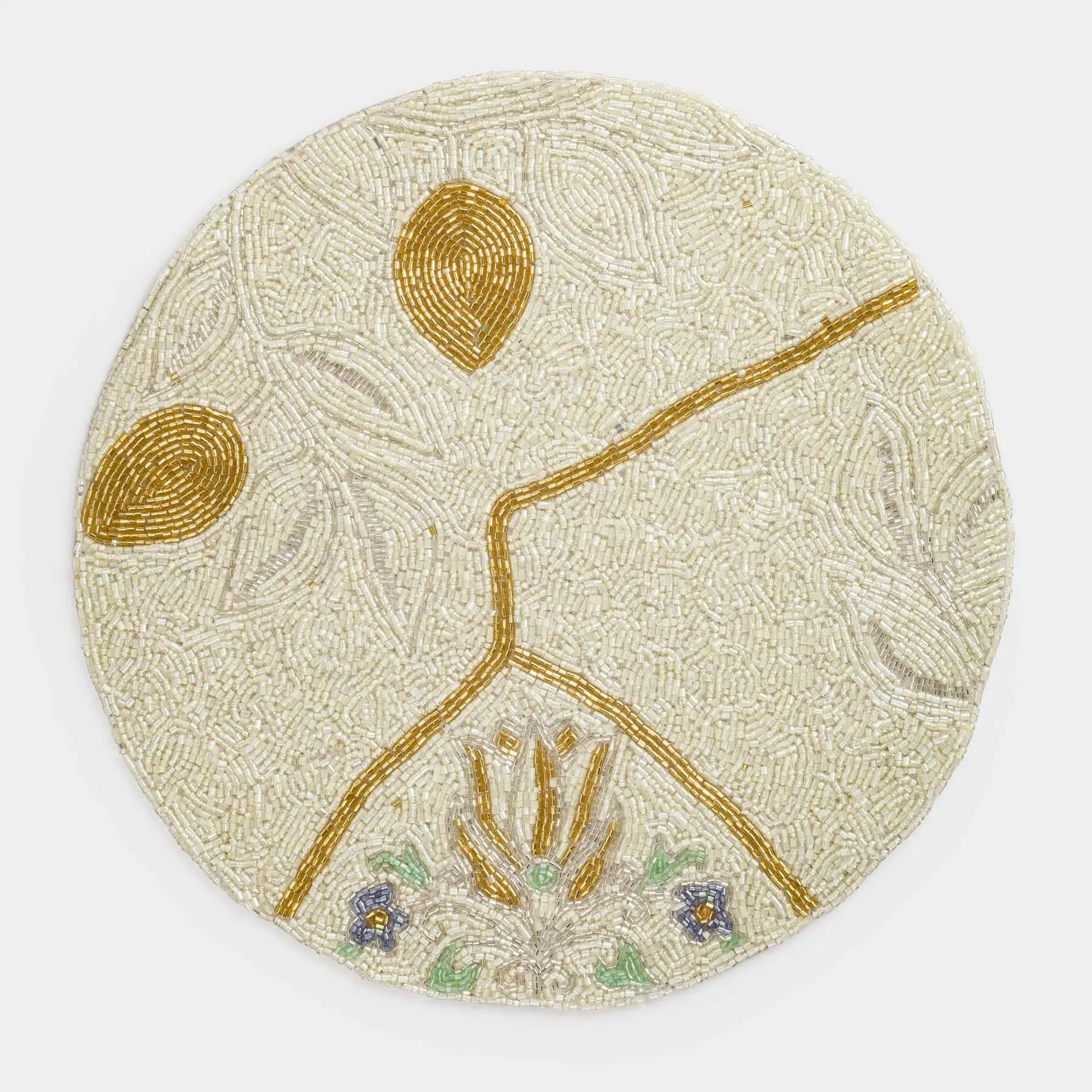 Салфетка под приборы, 36 см, бисер, круглая, Лимоны, Art beads