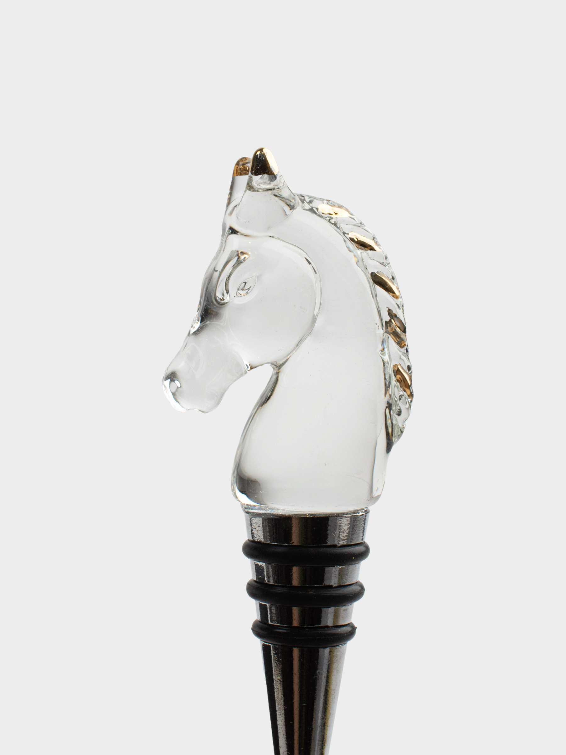 Пробка для винной бутылки, 12 см, металл/стекло, золотистая, Лошадь, Horse gold, image-3