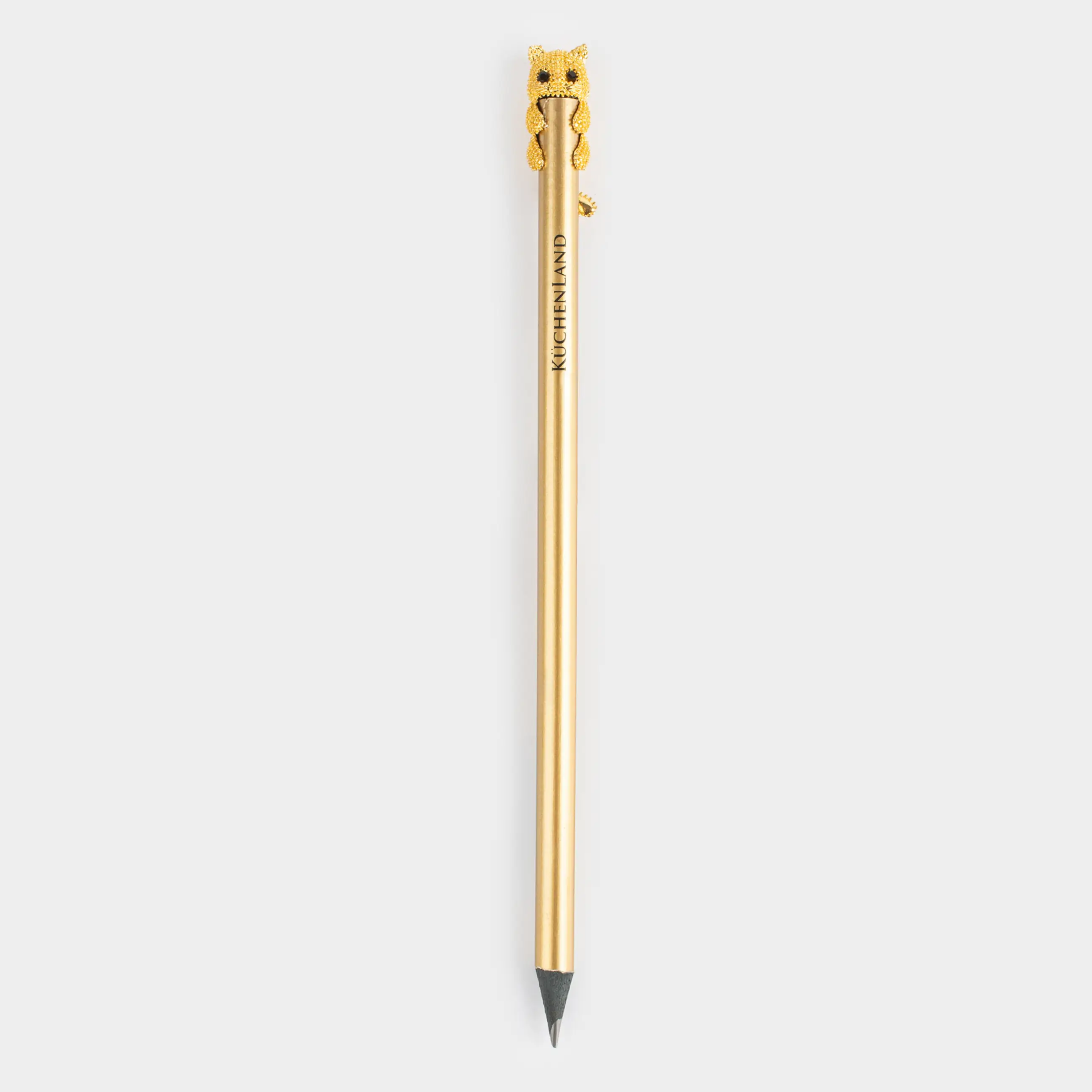 Карандаш, 18 см, чернографитный, с фигуркой, золотистый, Кот, Draw