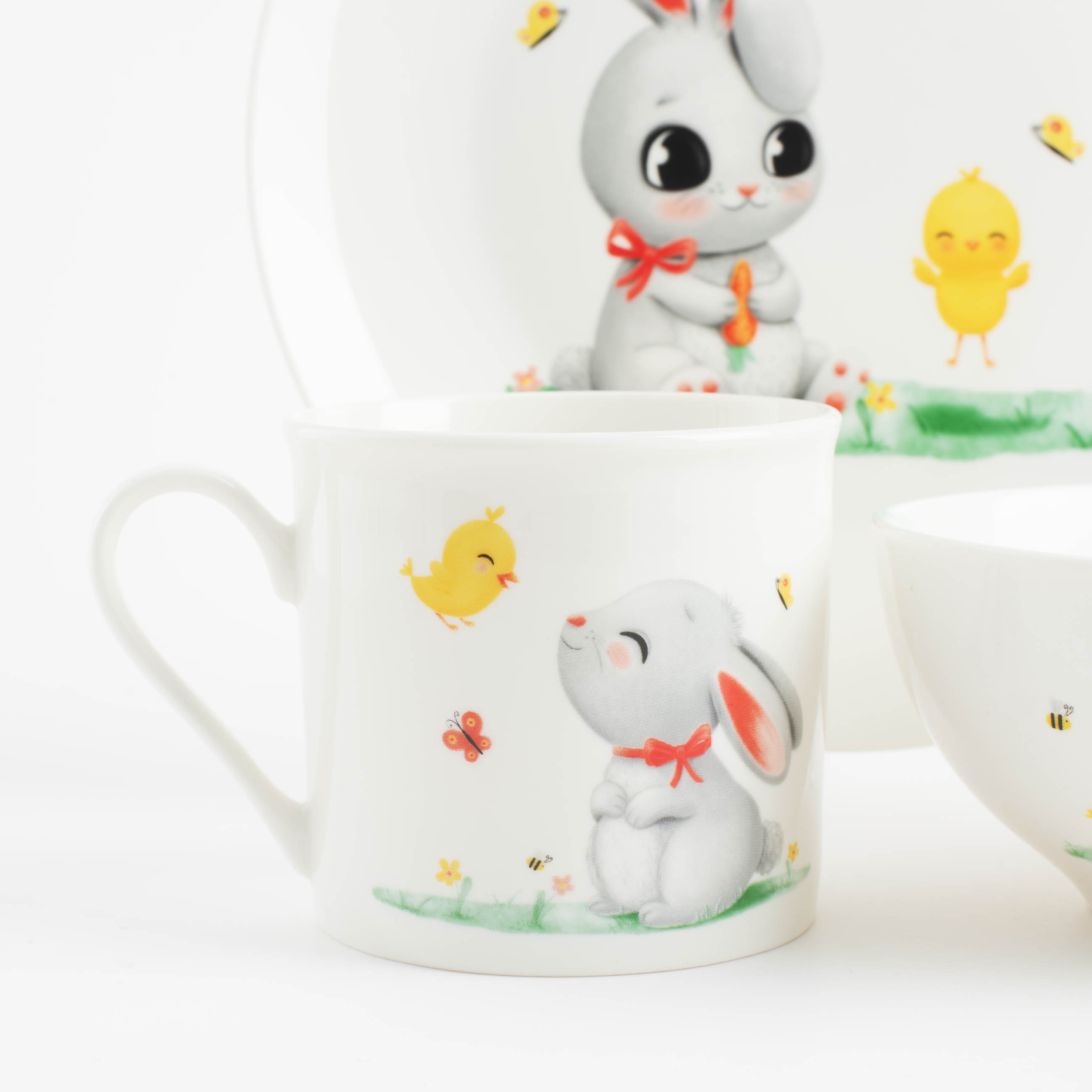 Набор посуды, детский, 3 пр, фарфор N, белый, Кролик и цыпленок, Easter kids изображение № 6