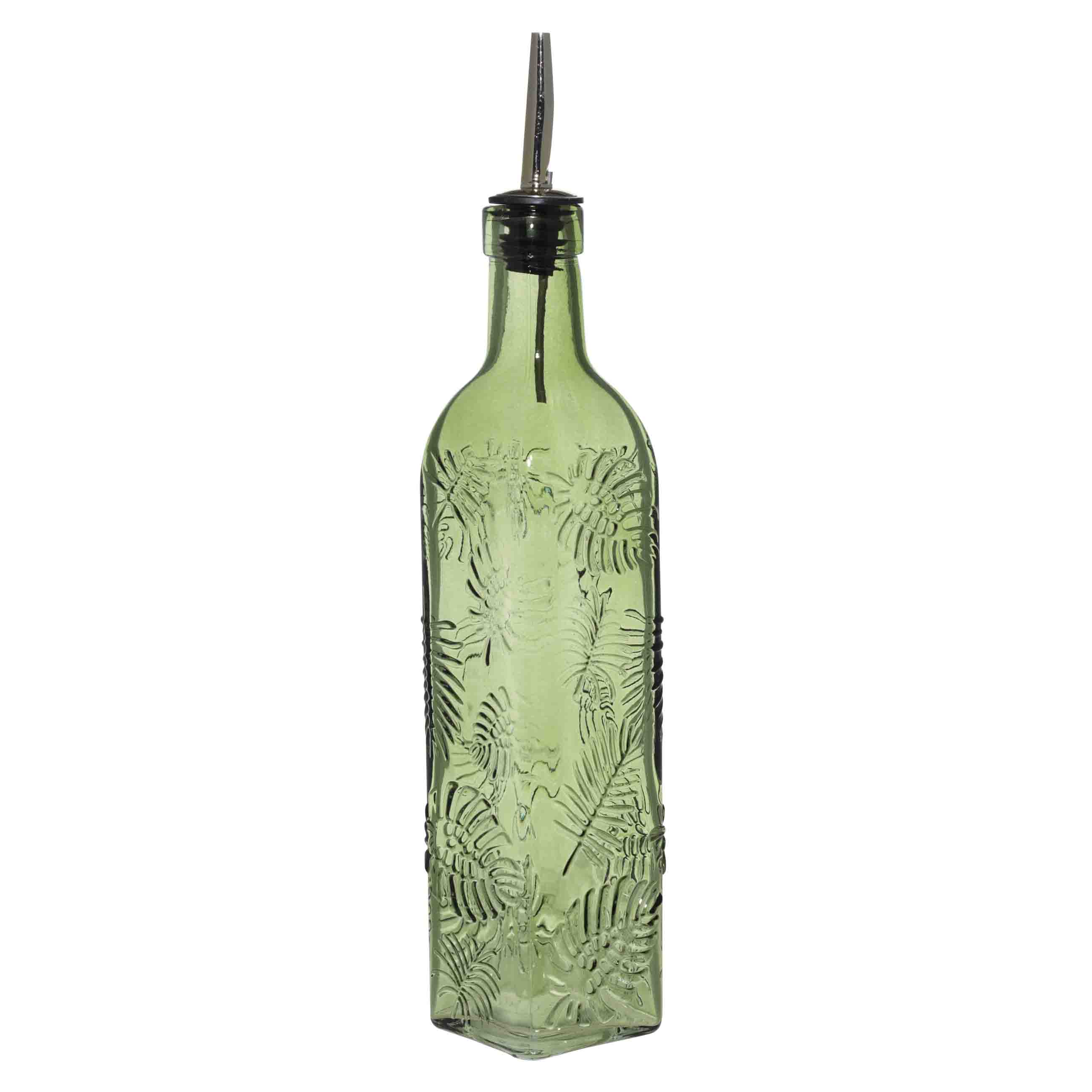 Бутылка для масла или уксуса, 500 мл, с дозатором, стекло Р/металл, зеленая, Монстера, Oasis изображение № 2