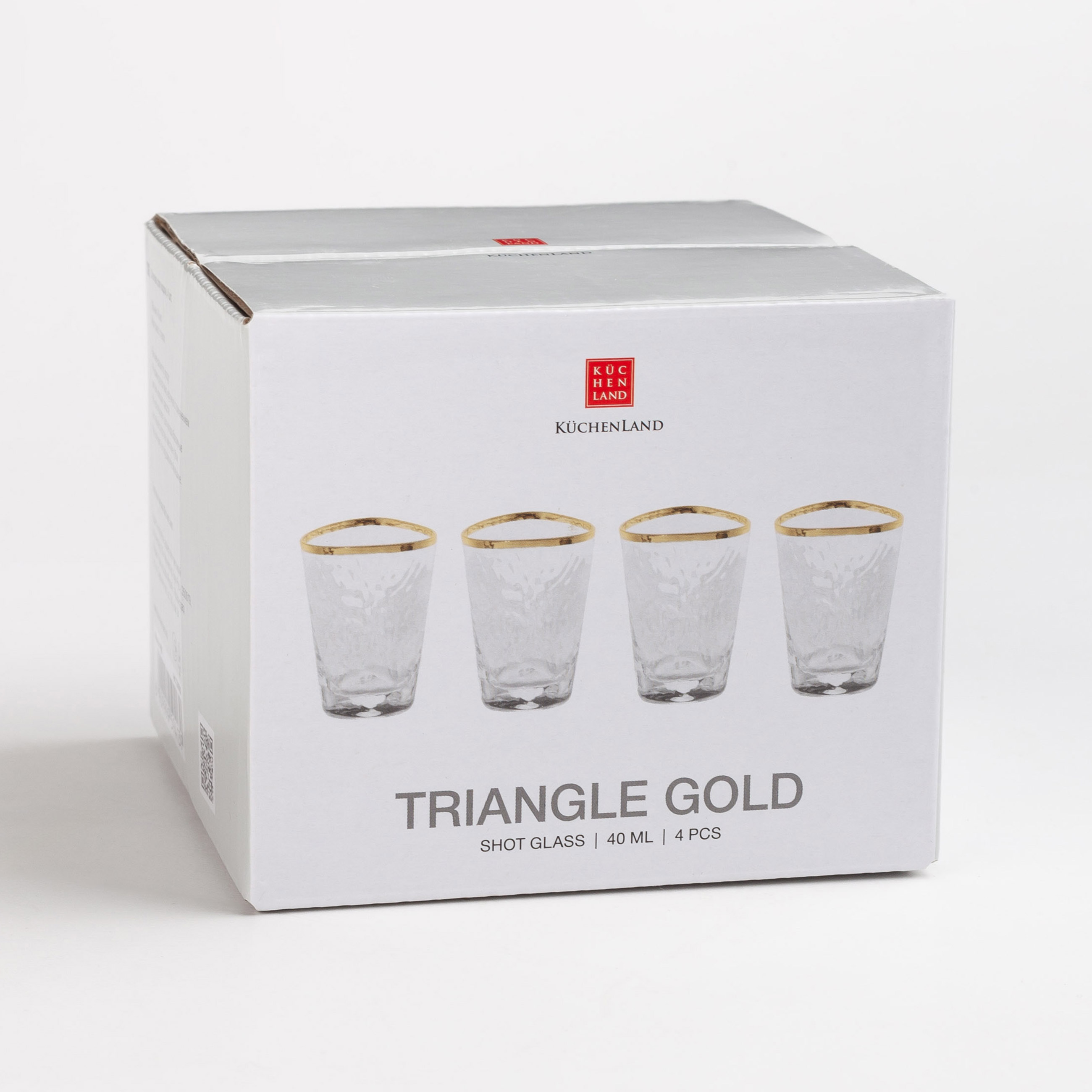 Стопка для водки, 40 мл, 4 шт, стекло, золотистый кант, Triangle Gold
