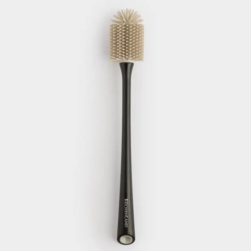 Ершик для бутылок, 30 см, силикон/пластик, серо-черный, Black clean ,image-0