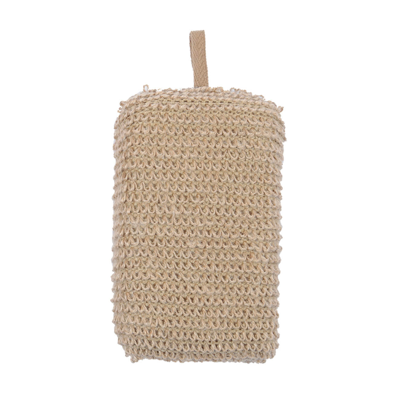 Мочалка-губка для мытья тела, 9х14 см, конопляное волокно/полиуретан, бежевая, Eco life