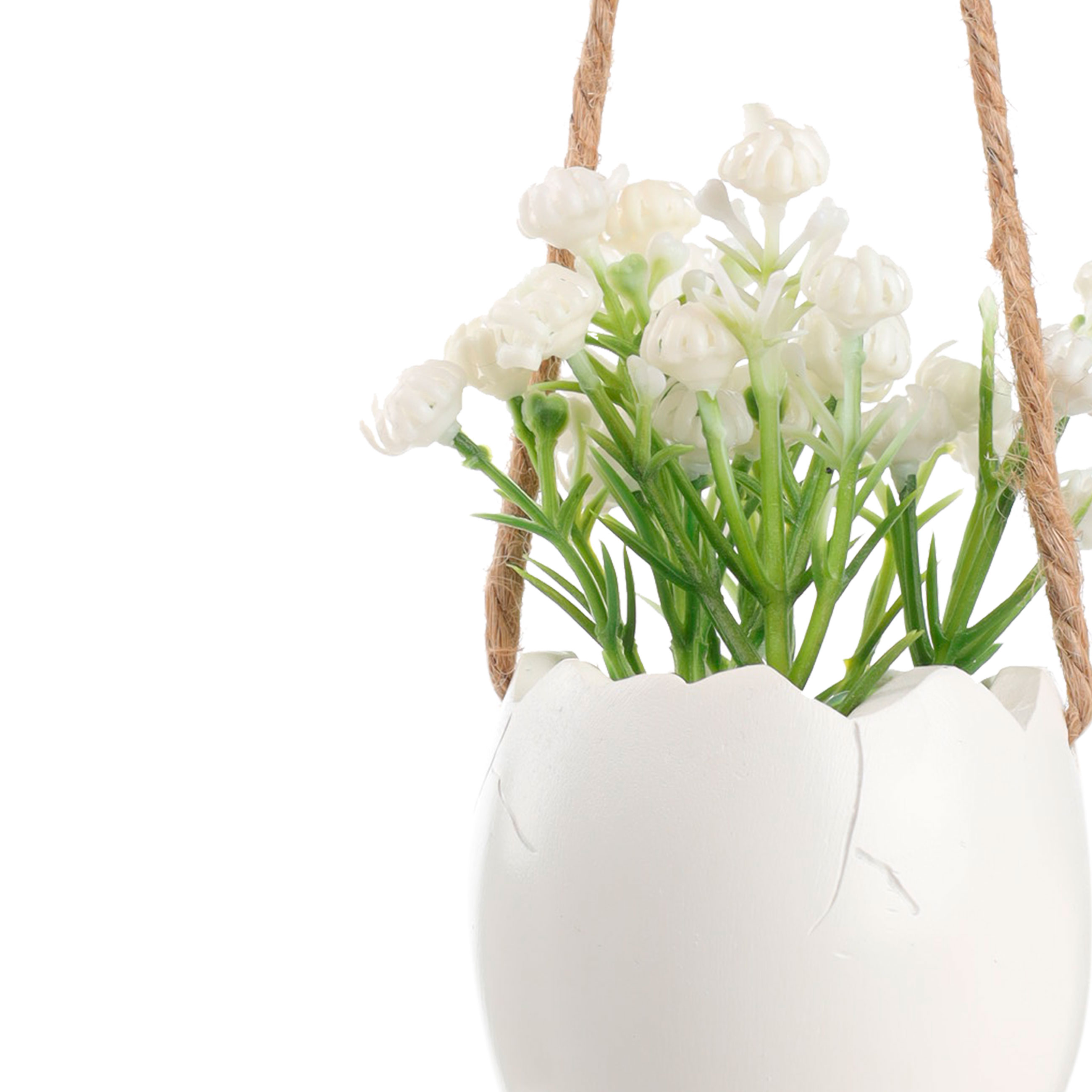 Подвеска декоративная, 10 см, полирезин/пластик, Яйцо с белыми цветами, Easter blooming decor