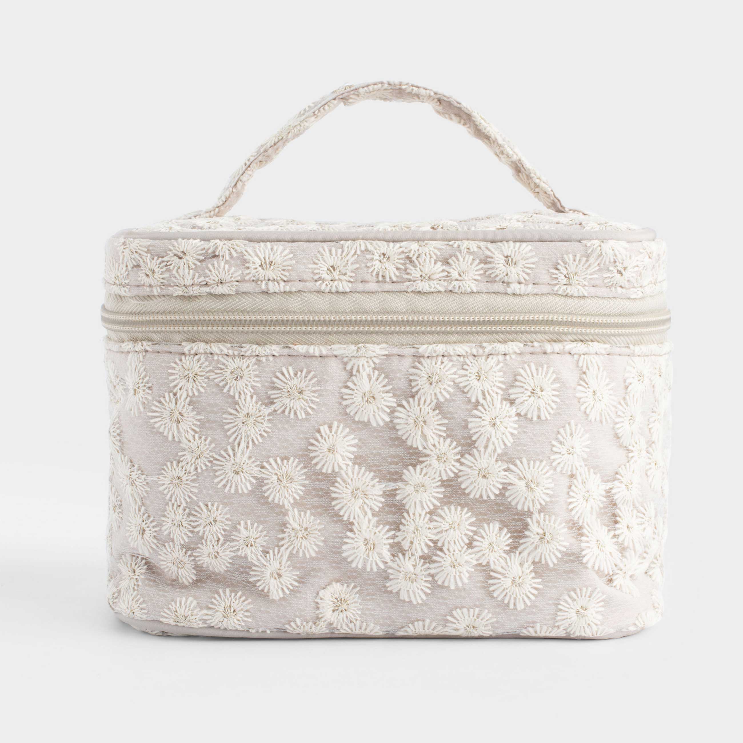 Косметичка, 19x14 см, с ручкой, полиэстер, Ромашки, Flower embroidery, image-0